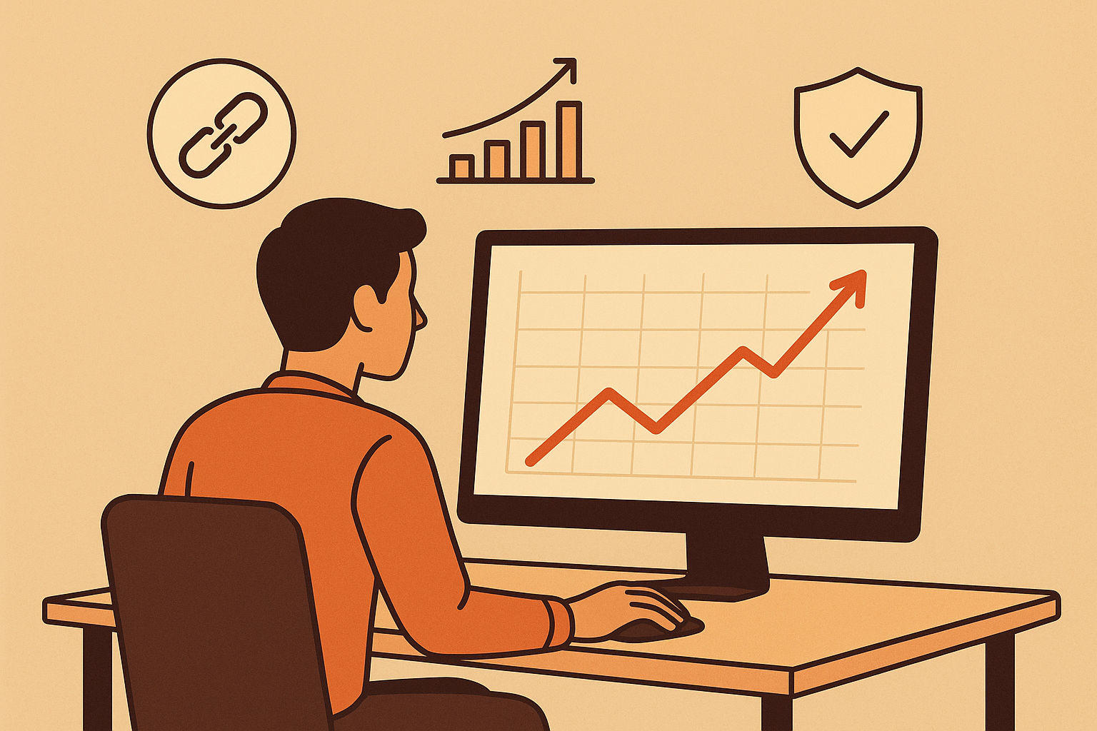 SEO professional analyzing domain authority growth trends and backlink quality metrics