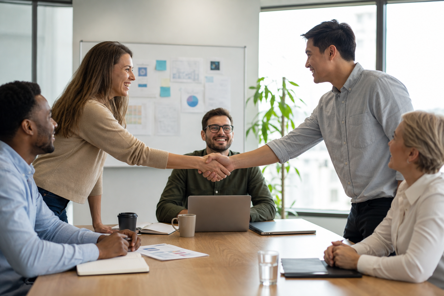 Team welcoming a new employee as part of a structured onboarding process optimization effort