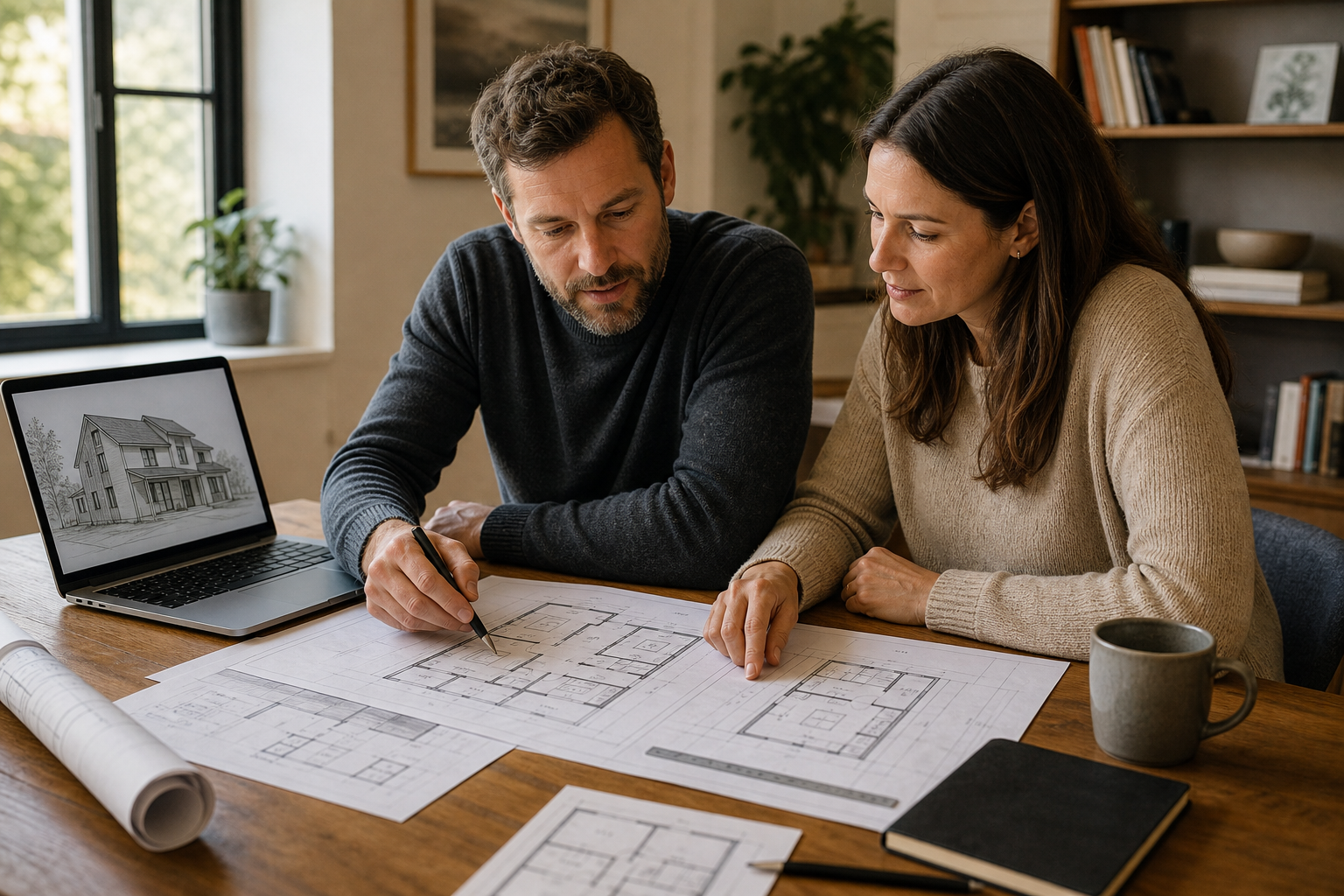ADU design services Riverside County team reviewing custom floor plans with homeowner