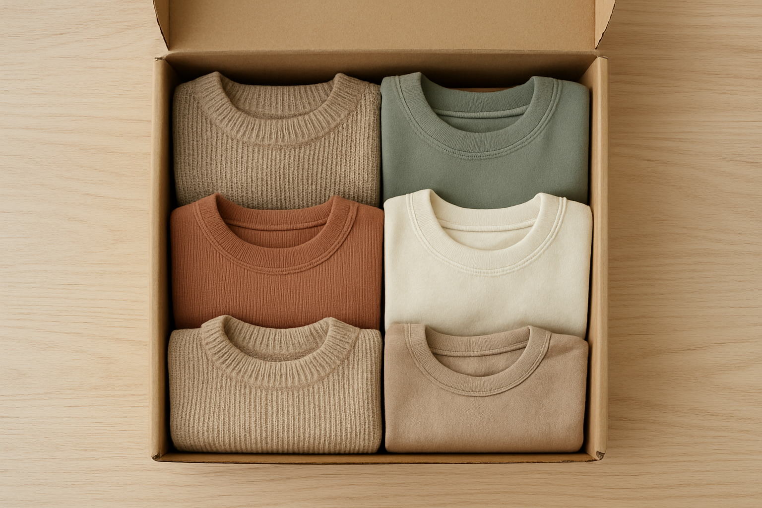 Children's clothing subscription box with premium folded kids garments ready to ship