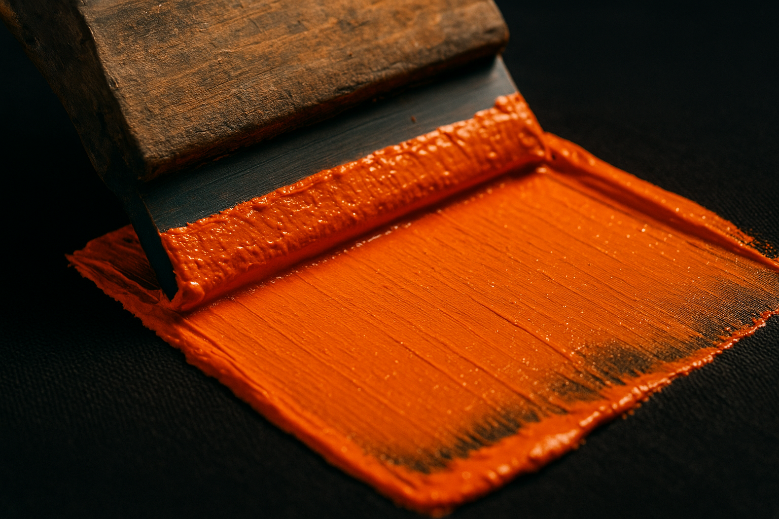 Close-up of screen printing ink being applied to fabric for a custom hoodie design