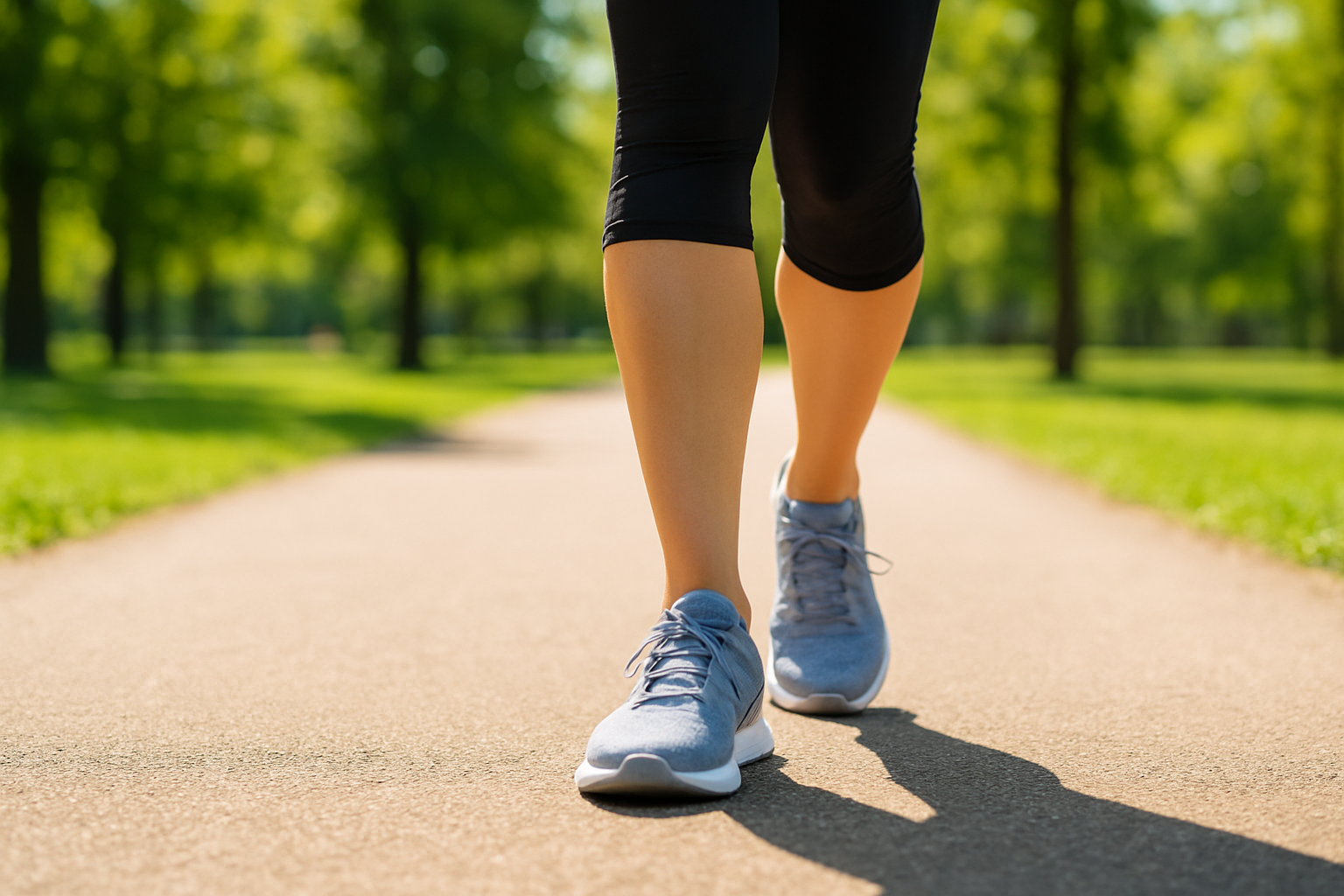 Person walking comfortably outdoors after using orthotics for knee pain relief