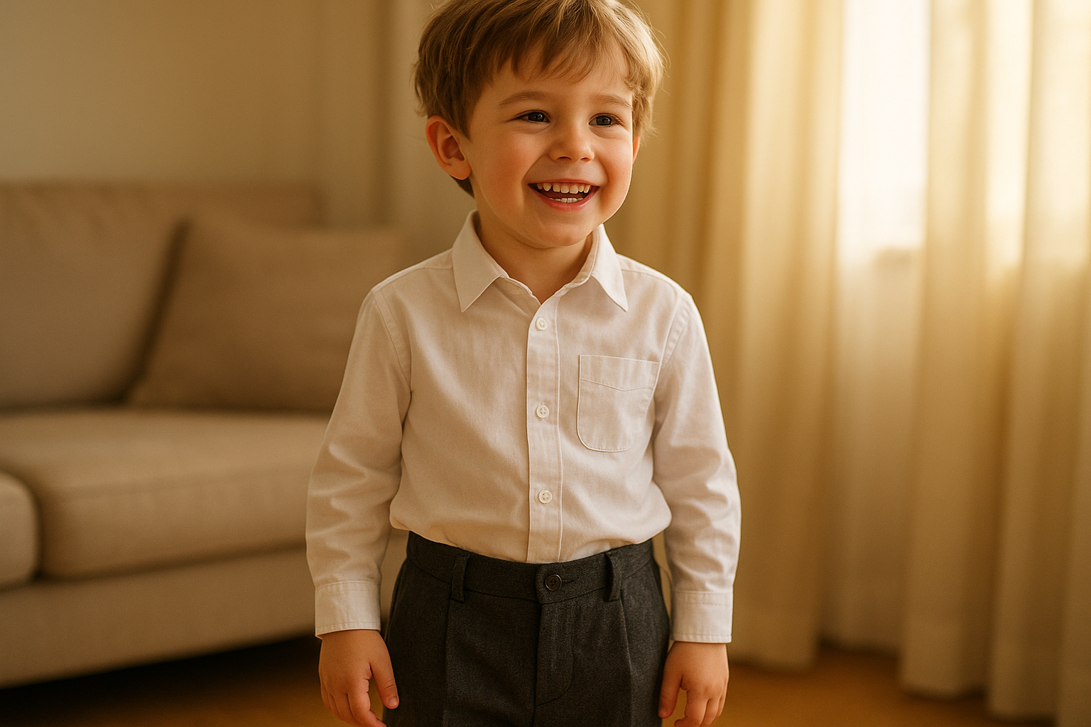Young child wearing a special occasion outfit sourced from a kids' clothing rental service