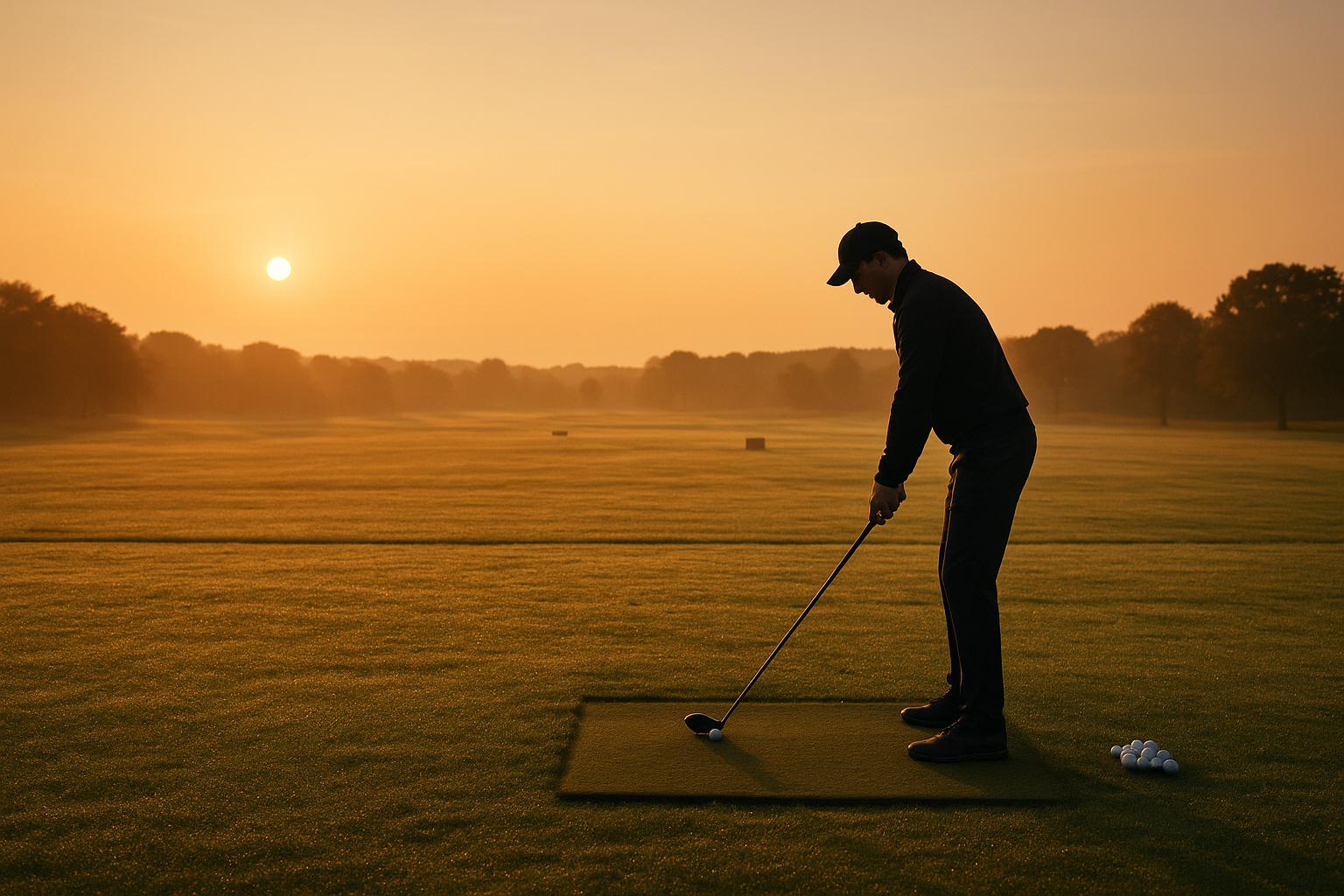 Golfer preparing to practice swing fundamentals taught through scientific golf swing coaching