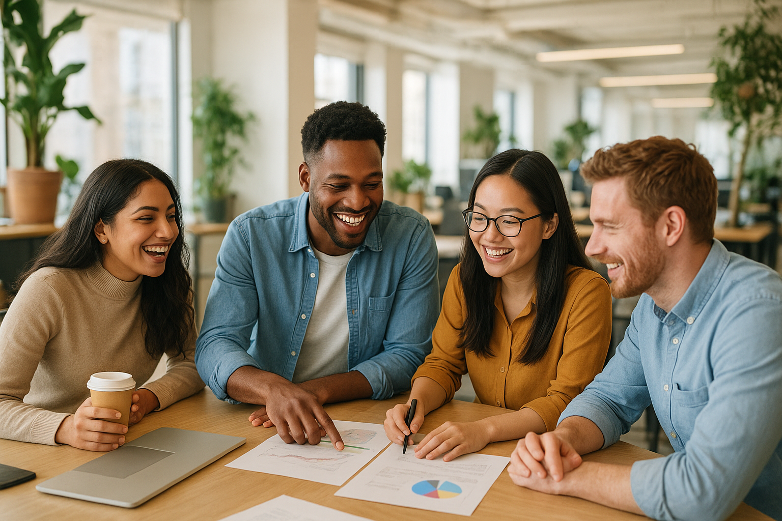 Engaged employees in a thriving workplace supported by outsourced HR activities and strong people practices