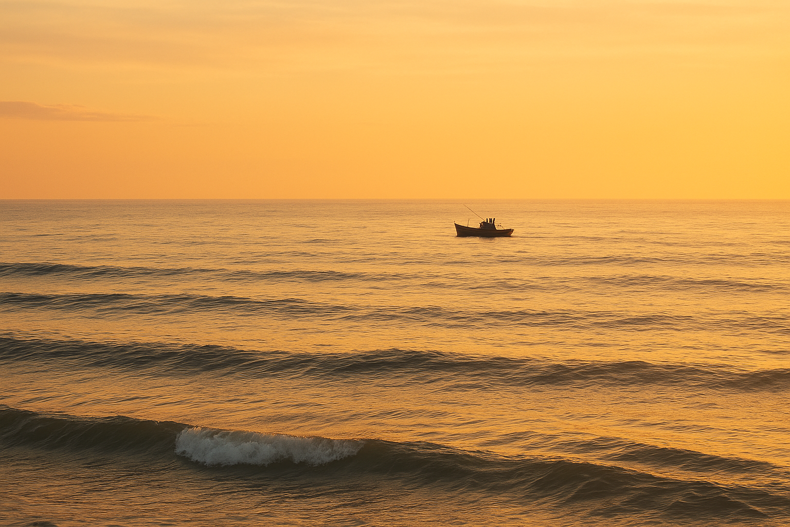 Calm offshore water at sunrise during a Gulf Stream fishing trip near Myrtle Beach