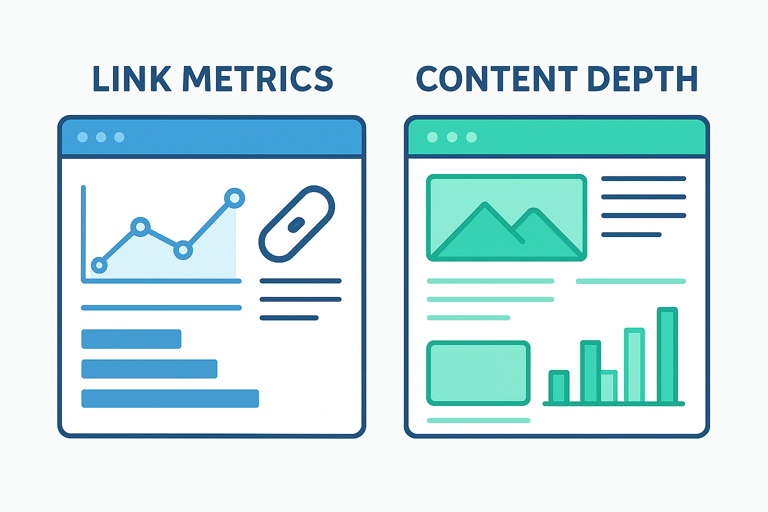 Comparison of domain authority versus topical authority SEO metrics side by side