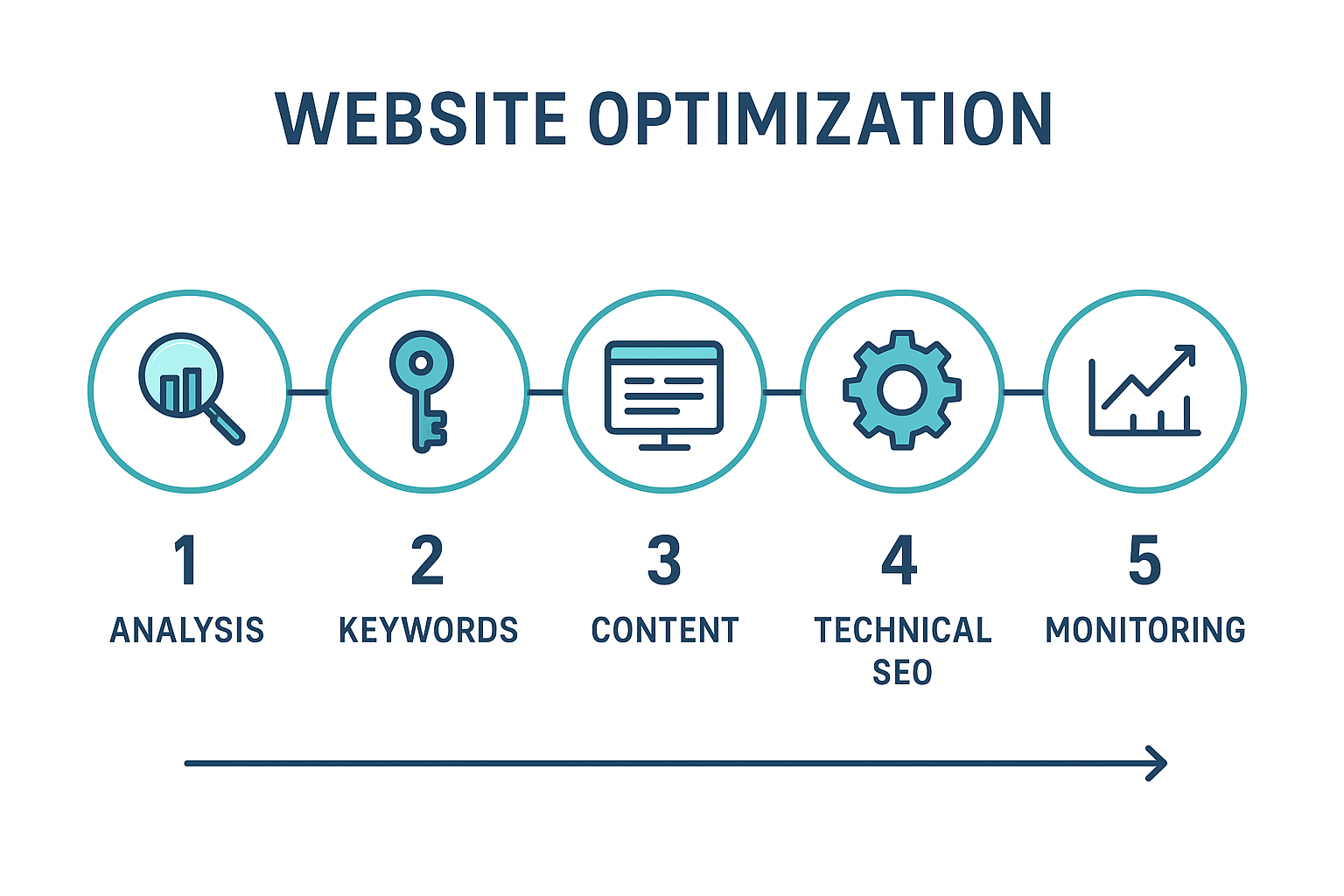 Step-by-step workflow diagram for automated search engine optimization process