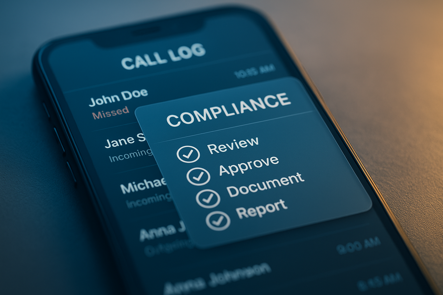 Compliance checklist overlay representing Do Not Call Registry review before using auto dialers for real estate