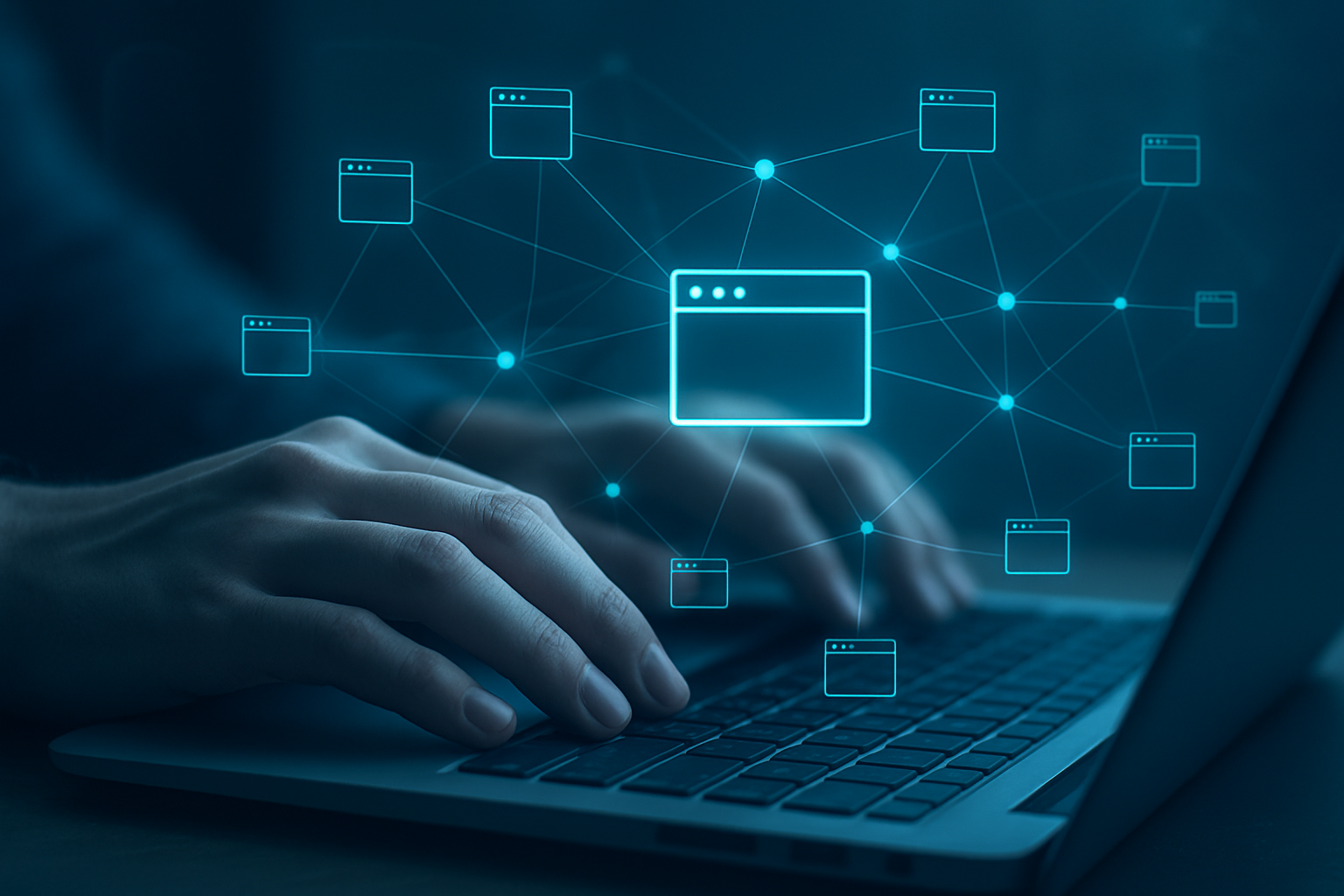 Agency specialist configuring automated SEO rules across a network of client websites