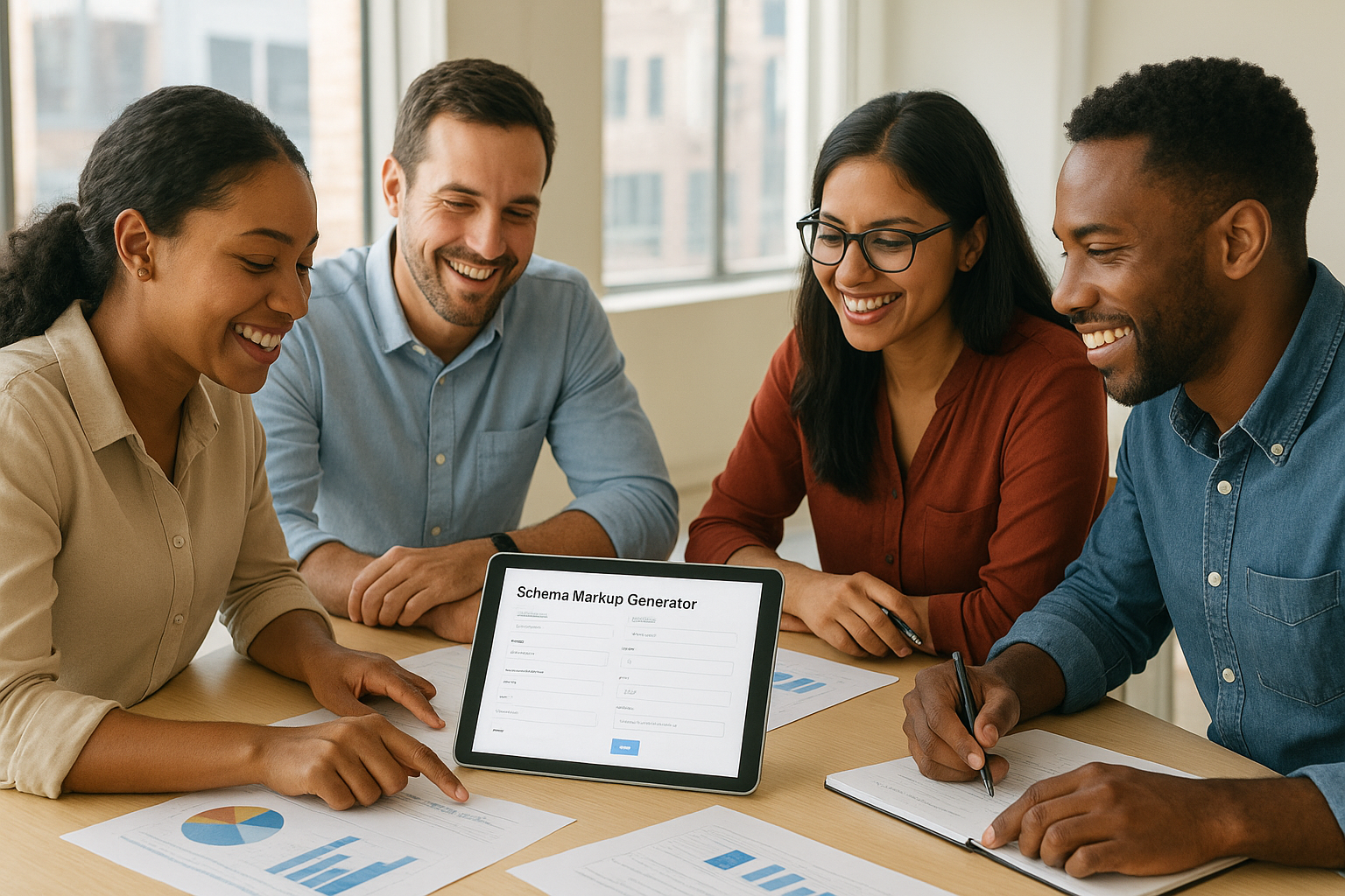 Marketing agency team choosing an AI SEO platform with schema automation features