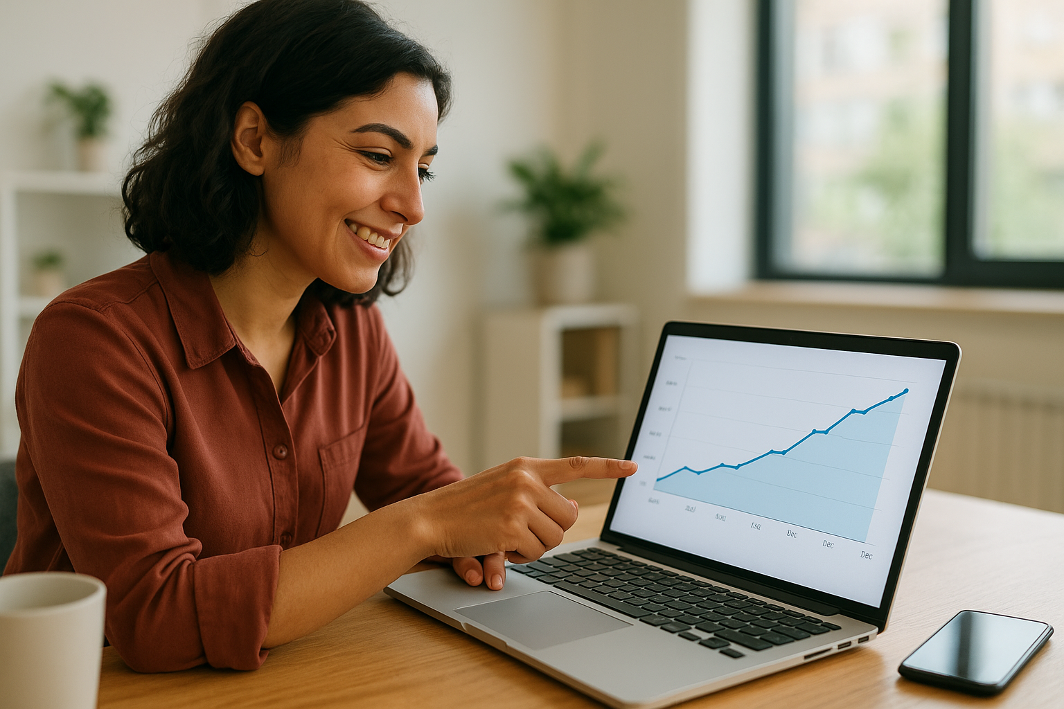 Marketer reviewing rising search rankings powered by website optimization automation
