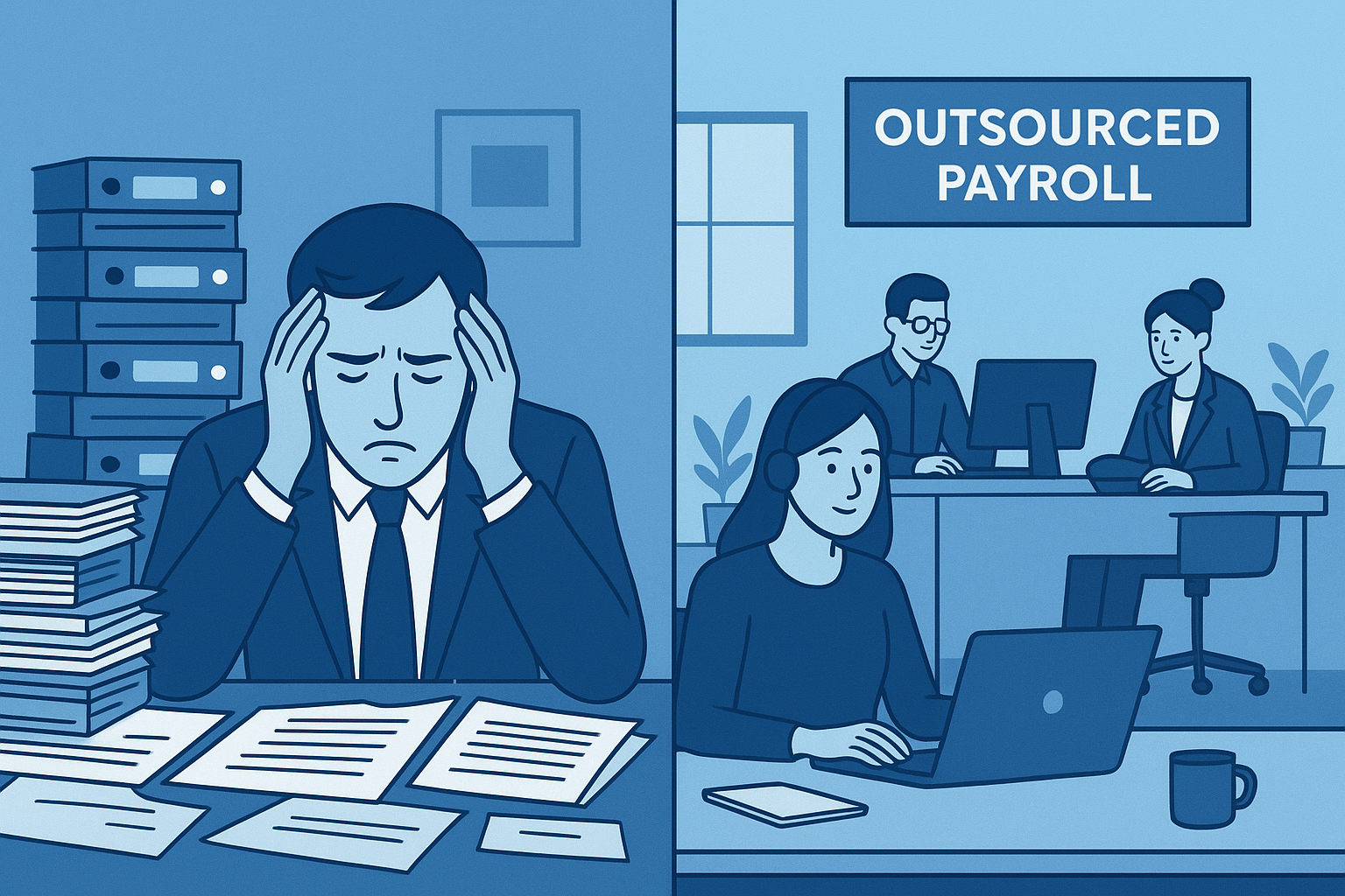 Comparison between in-house payroll stress and outsourced Minnesota payroll processing Comparison between in-house payroll stress and outsourced Minnesota payroll processing