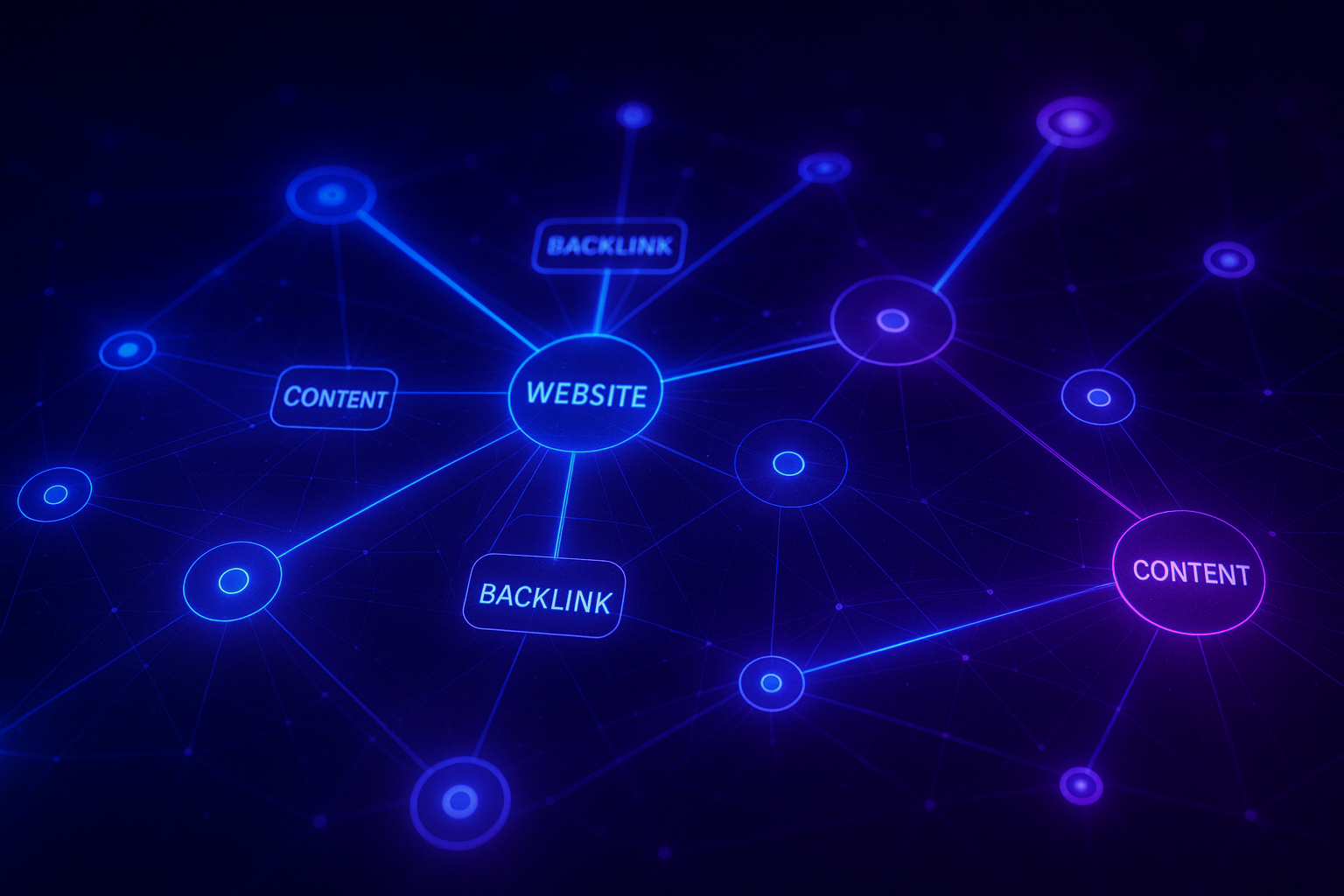 Search authority optimization concept showing interconnected website authority signals and backlink networks