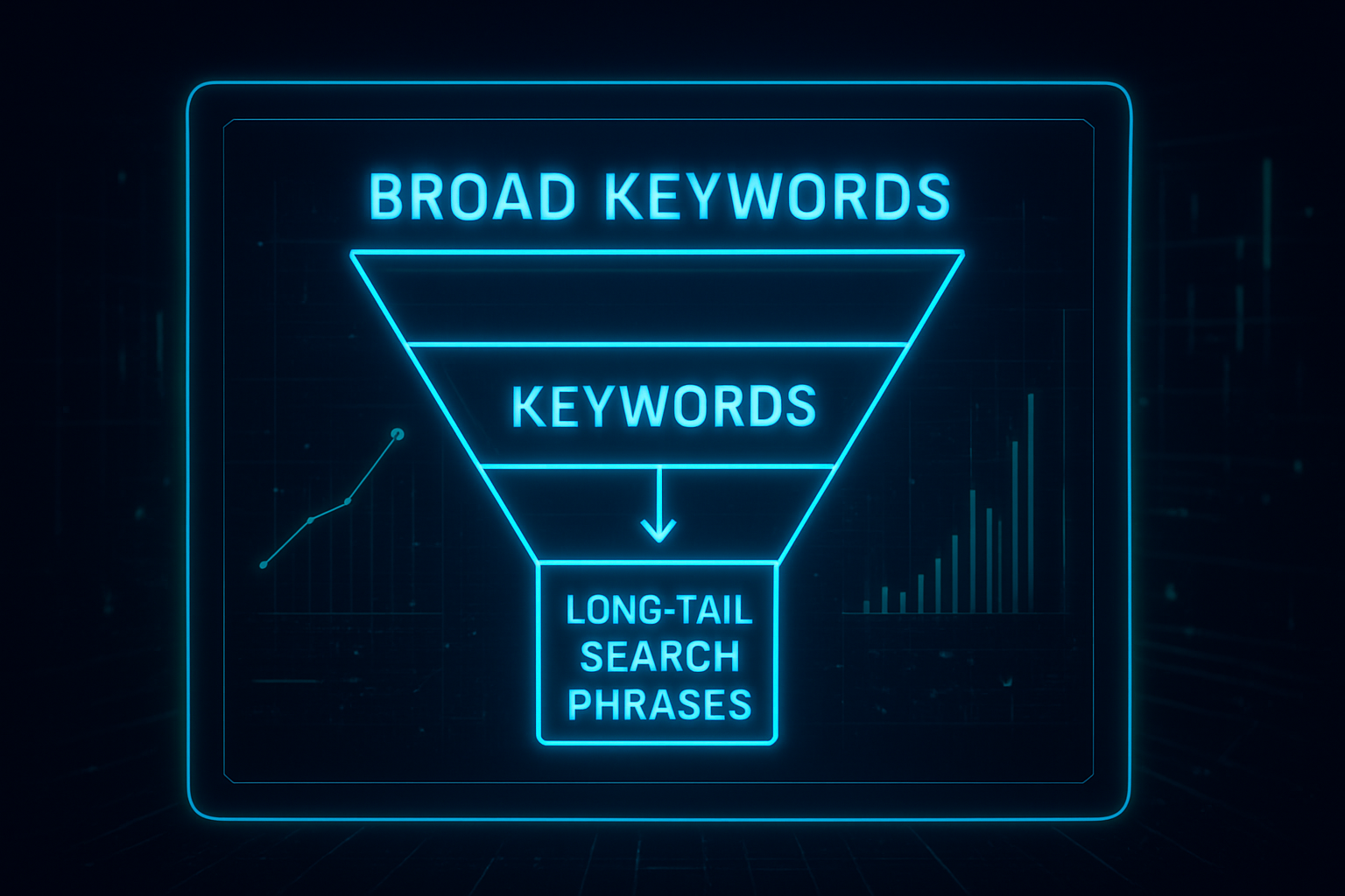 keyword funnel diagram showing how broad terms narrow into long-tail keyword opportunities