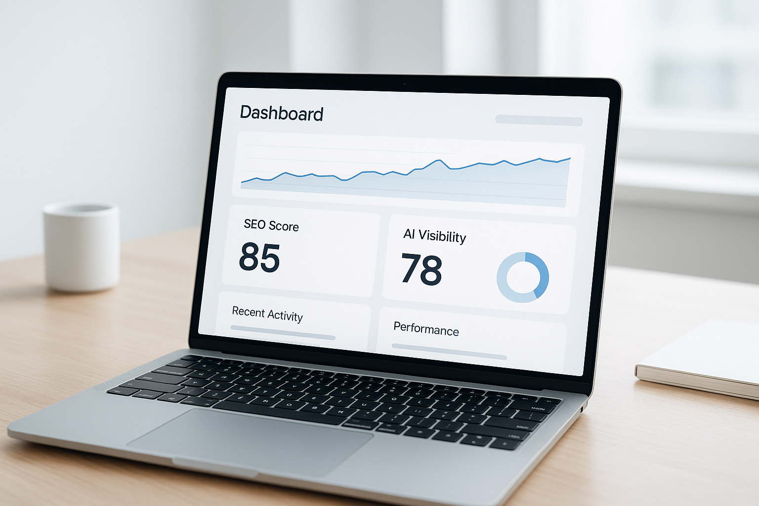 Dashboard showing a surfer seo alternative platform tracking SEO, GEO, and AEO scores