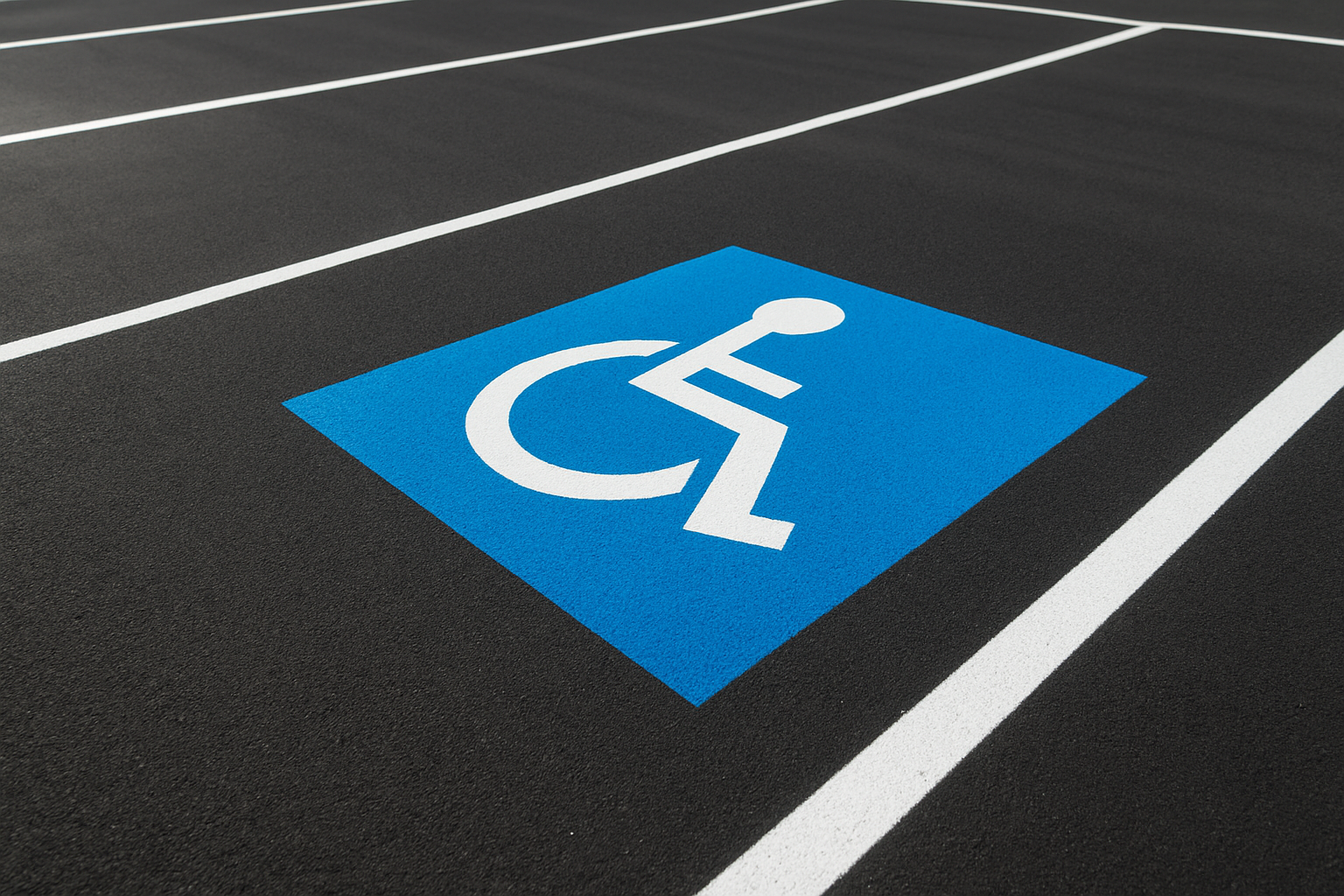 Freshly painted ADA accessible parking stall as part of parking lot layout planning