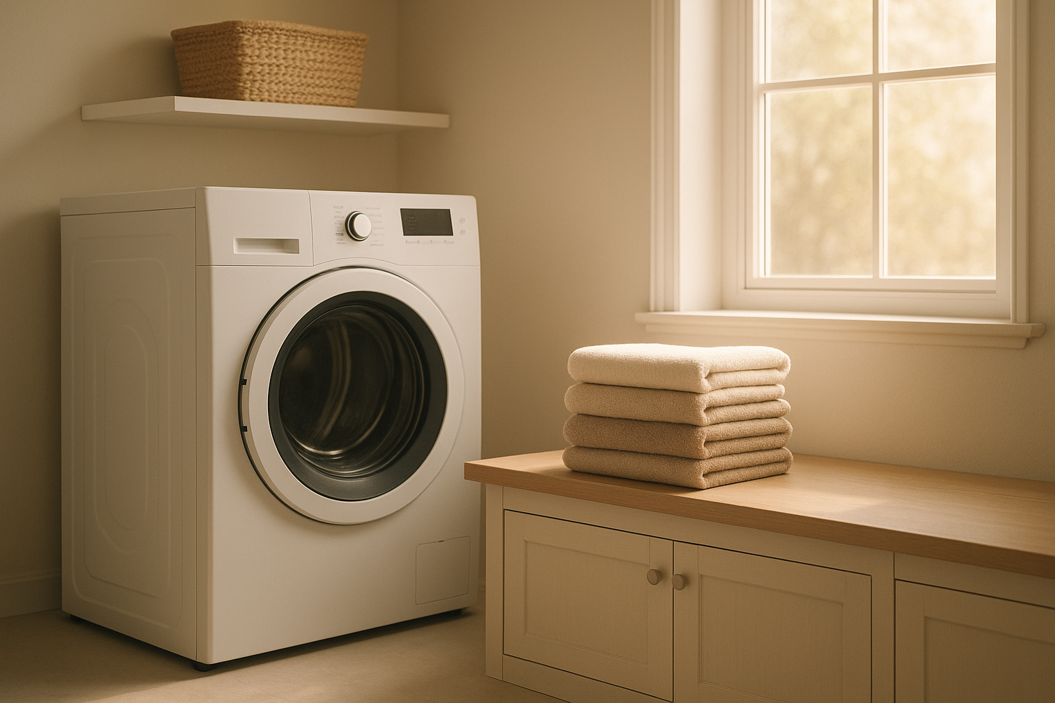 Well-maintained home laundry room showing preventive care that reduces dryer repair needs