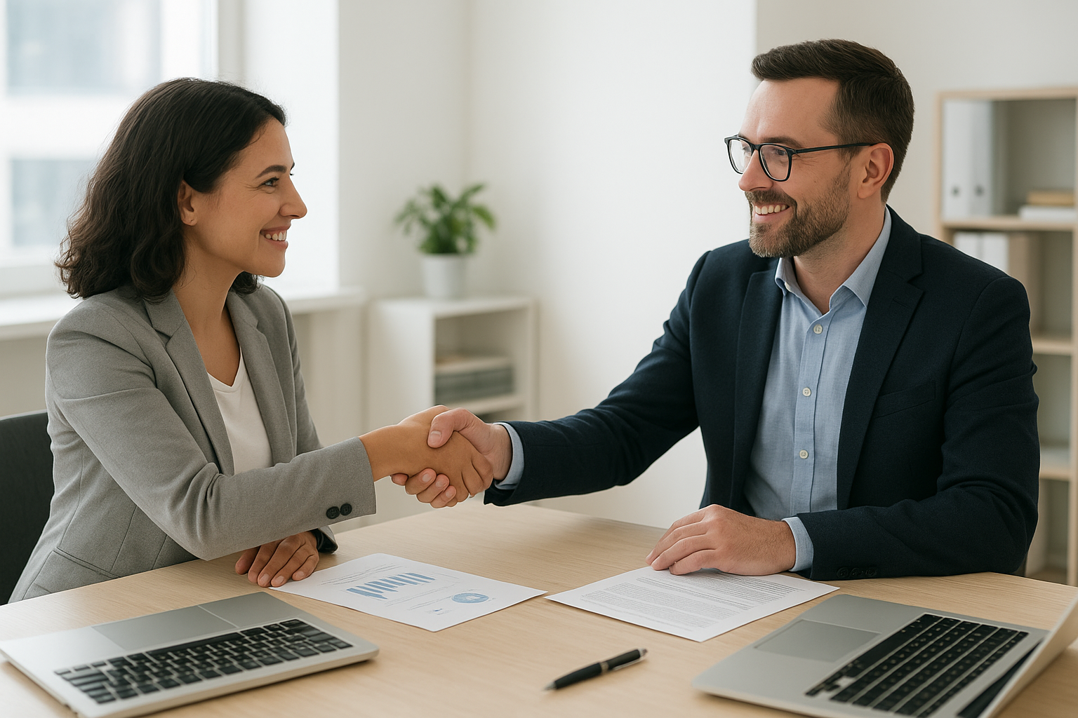 Small business owner meeting with an outsourced HR partner to discuss employee relations support