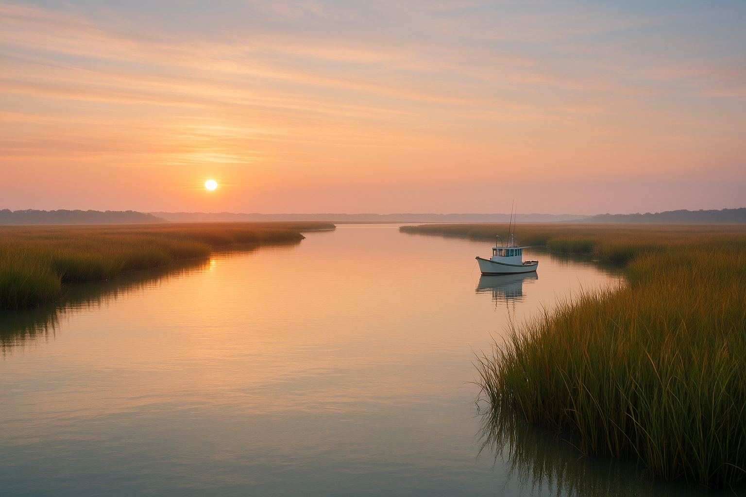 Calm backwater creek used for family and kid friendly fishing trips