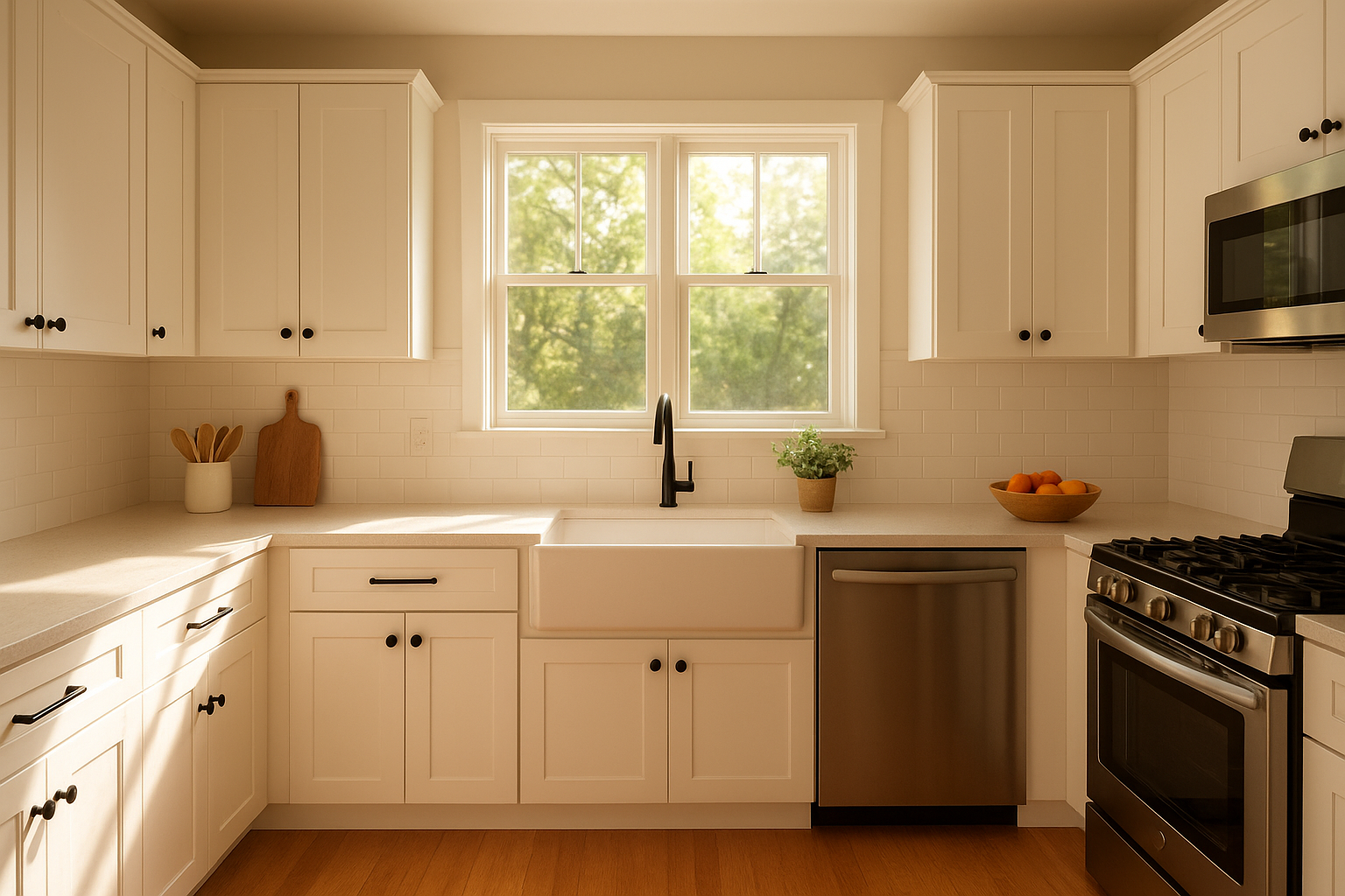 Bright Cincinnati kitchen showing new cabinet doors Cincinnati homeowners recently installed