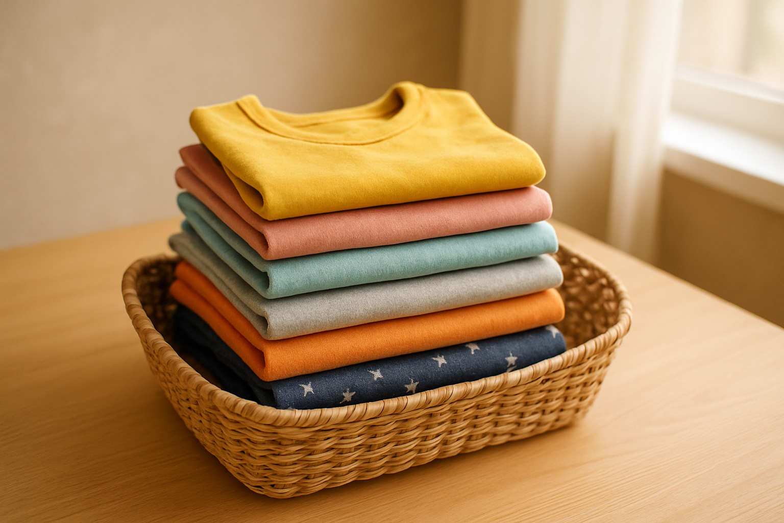 Curated kids outfit rotation service bundle of premium children's clothing in a basket