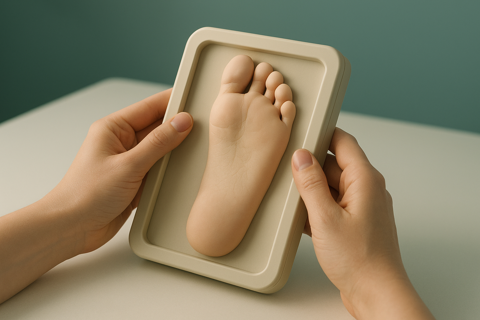 At-home foot mold kit used for online orthotic consultations before custom orthotic fabrication