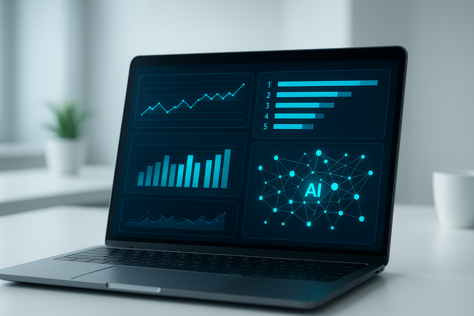 Dashboard showing AI-powered search ranking software analyzing website visibility data