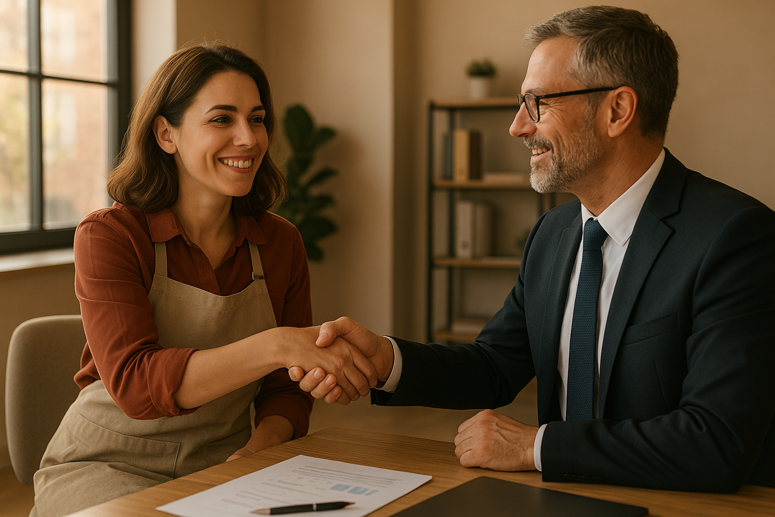 Business owner and financial advisor discussing sba loan portal options