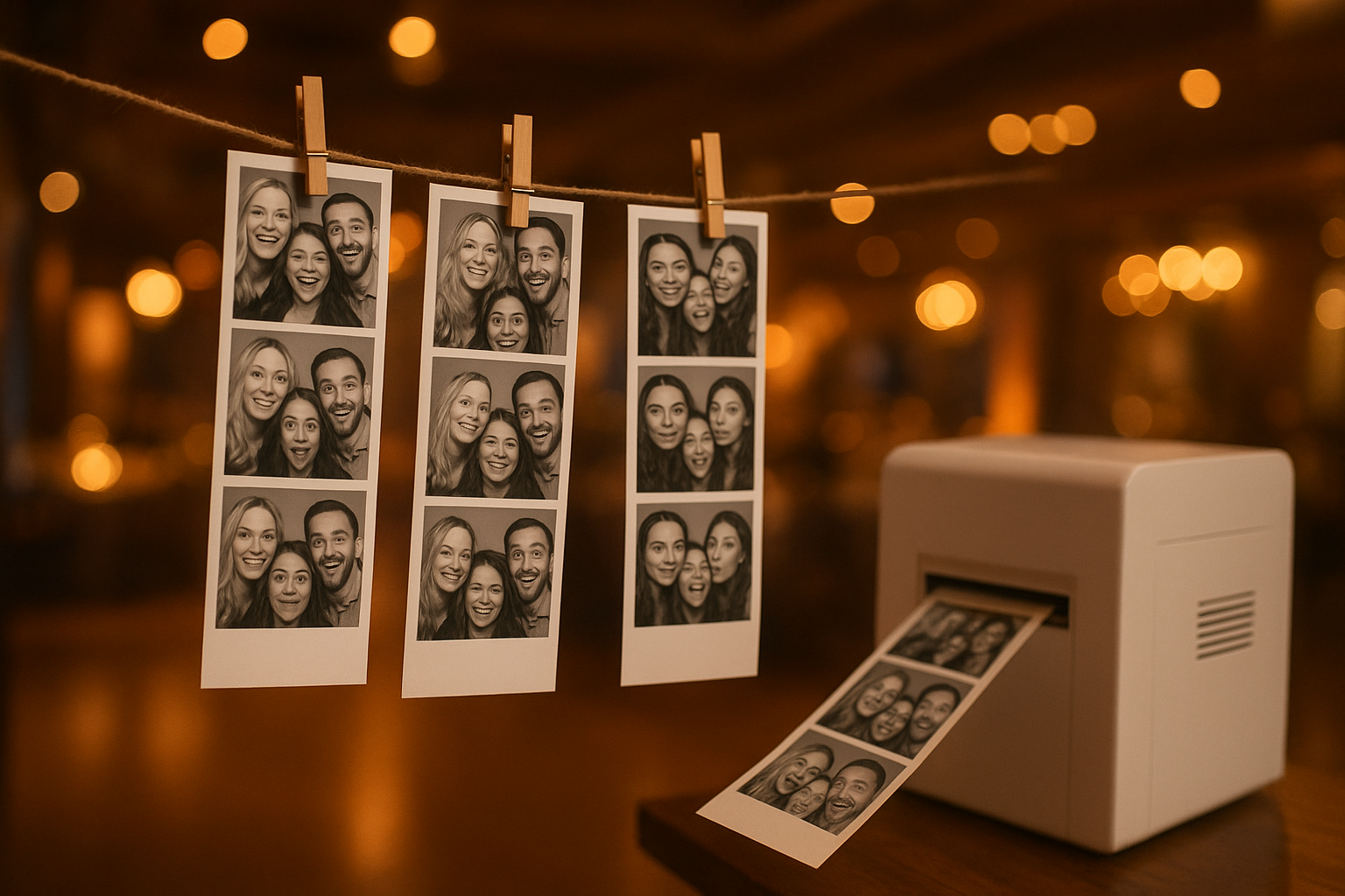 Printed photo strips from a photo booth prints package at a Kentucky event