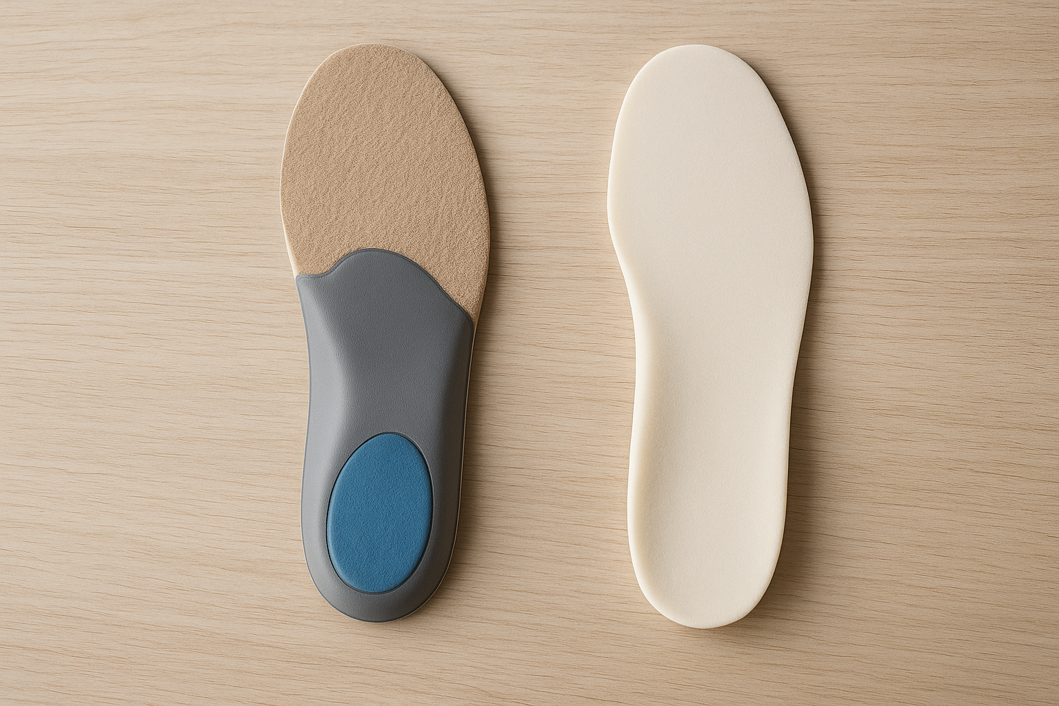 Custom orthotics for home use compared with a standard foam shoe insole