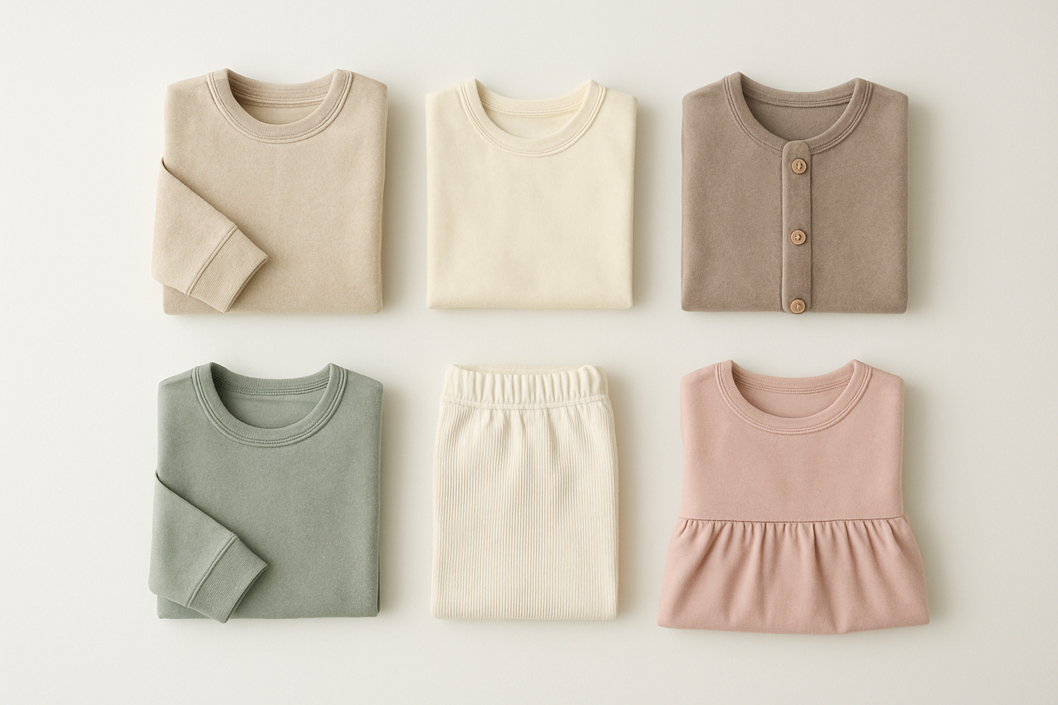 flat lay of folded children's garments available through a clothing rental subscription