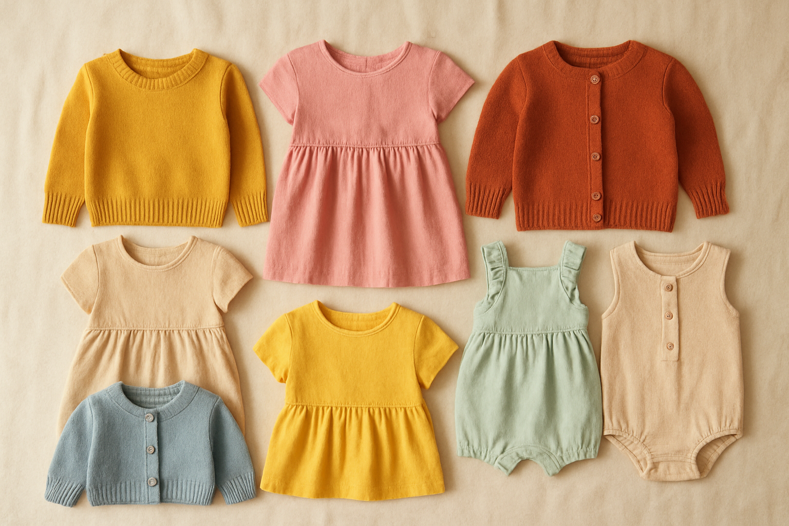 Budget-friendly designer kids fashion displayed as neatly folded rental clothing