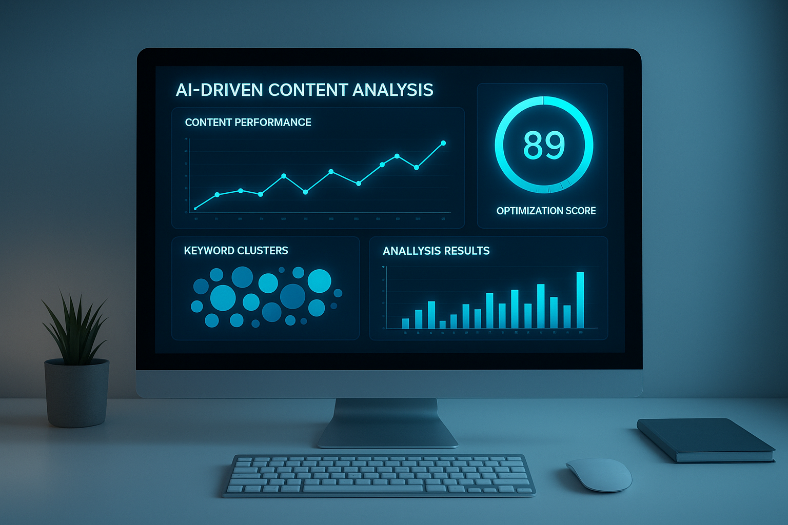 Dashboard showing intelligent content optimization analytics and AI scoring