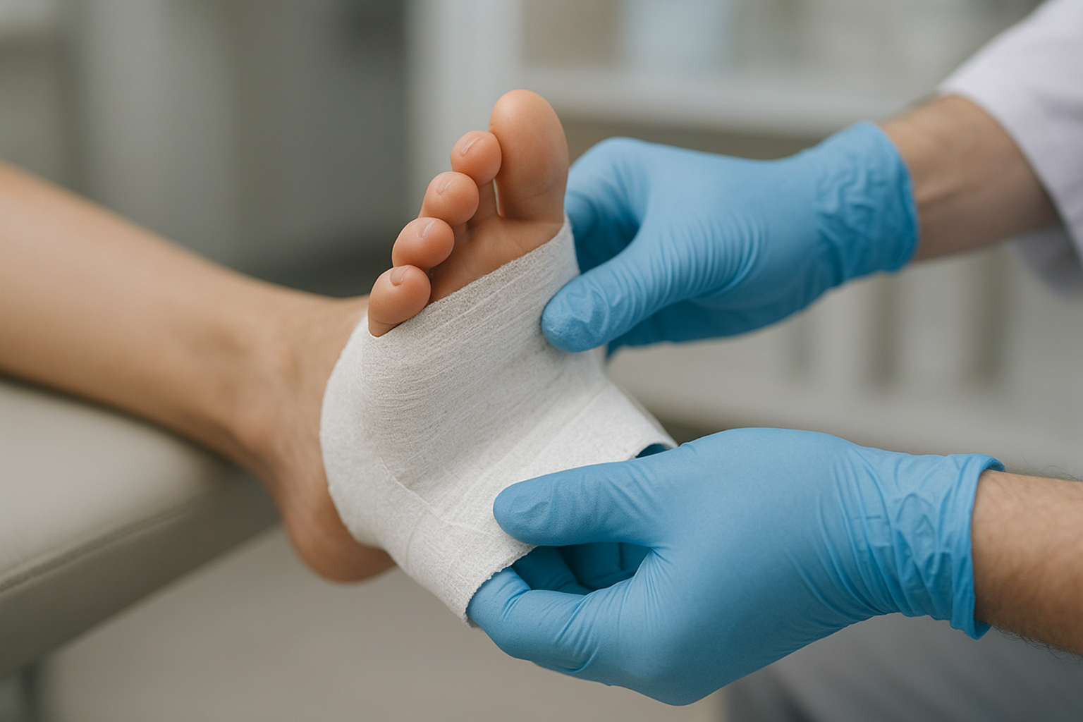 Podiatrist creating a foot mold used to fabricate custom orthopedic insoles