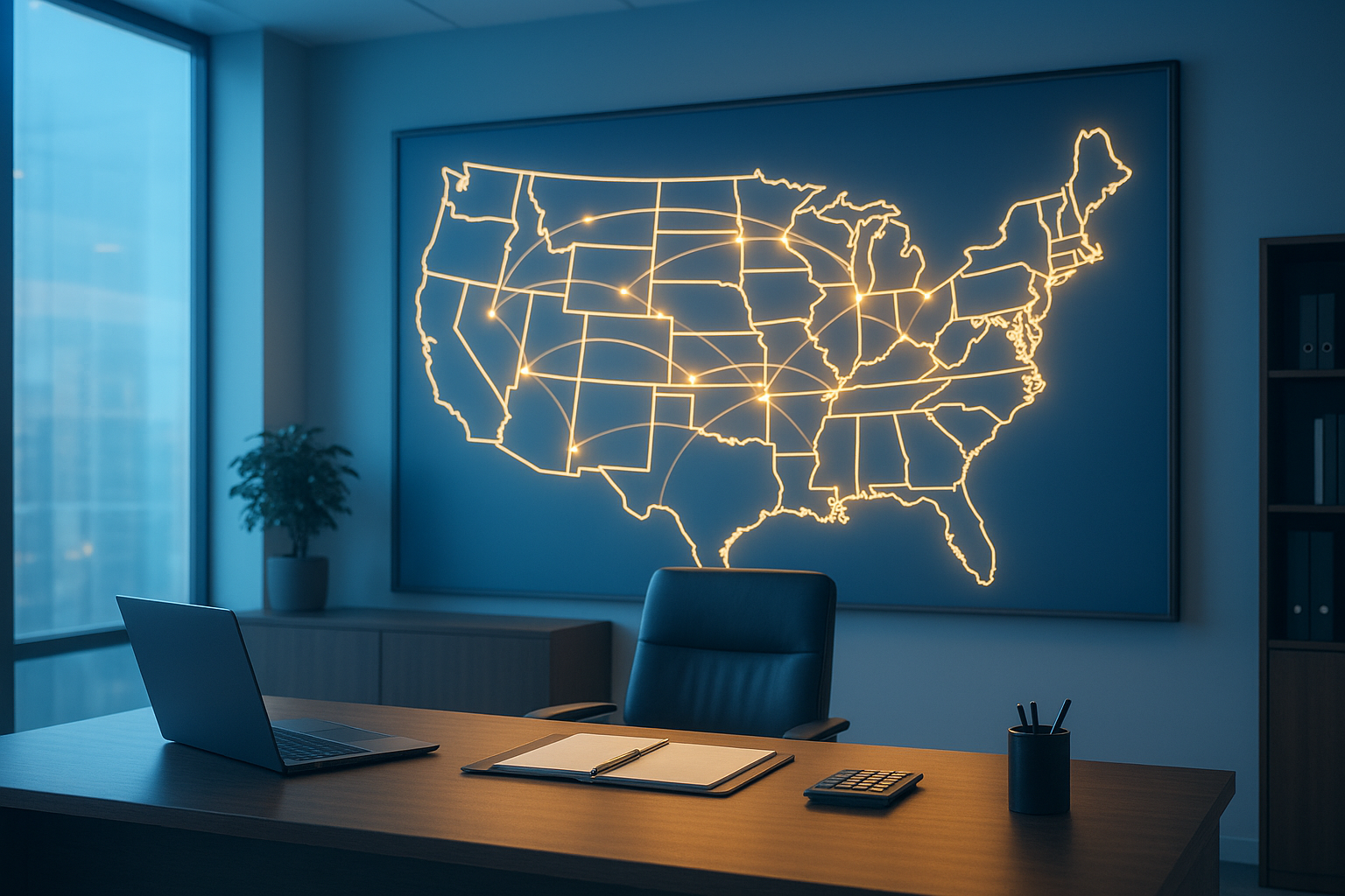 Map of the United States representing fast SBA loan funding nationwide for small businesses