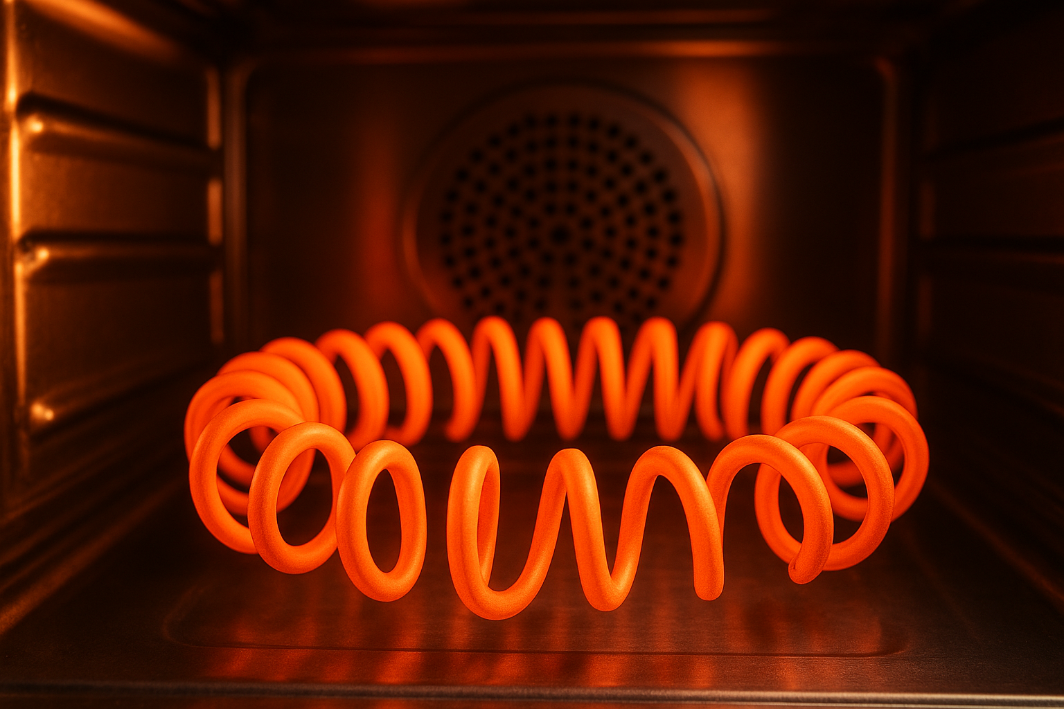 Glowing electric oven heating element that may need oven repair