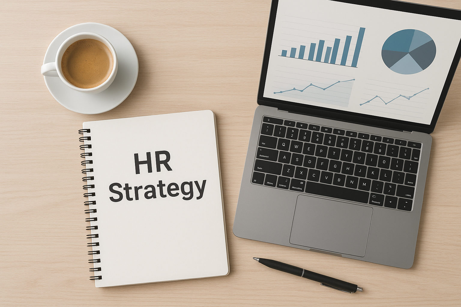 HR strategy planning materials on a desk representing the process of finding an HR consulting partner
