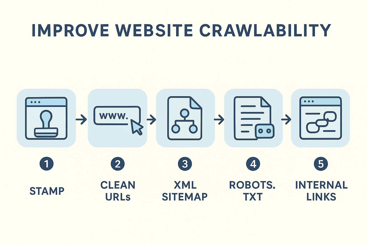 Step-by-step infographic for improving search engine crawlability and content indexing