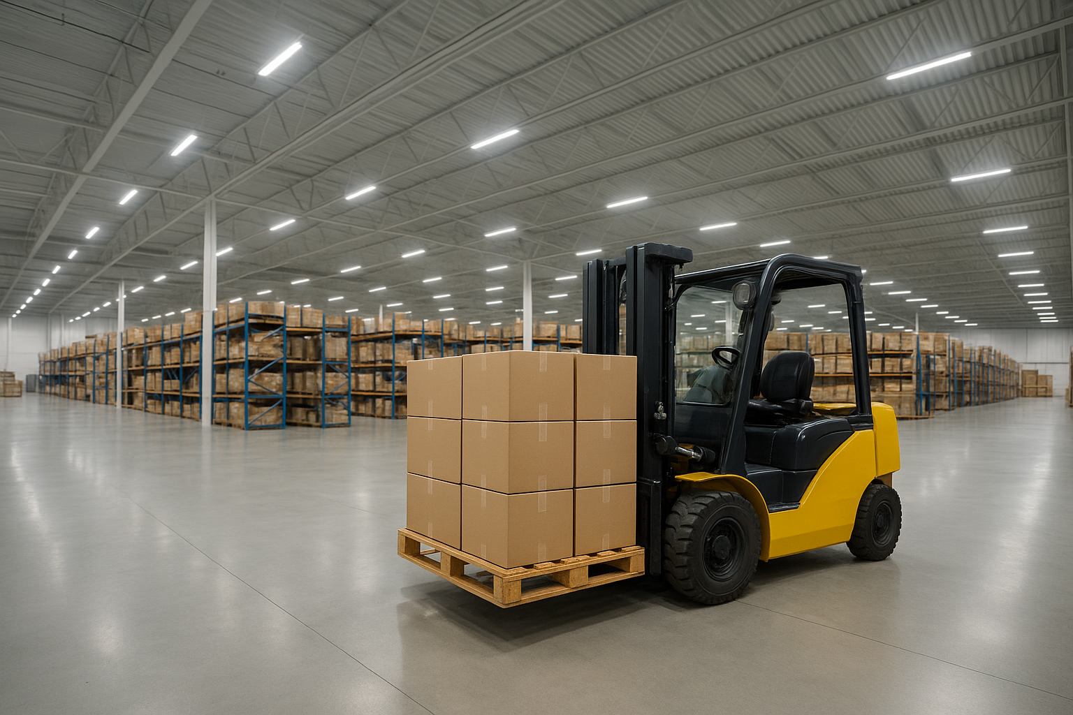 Warehouse forklift representing heavy equipment acquired through small business equipment financing