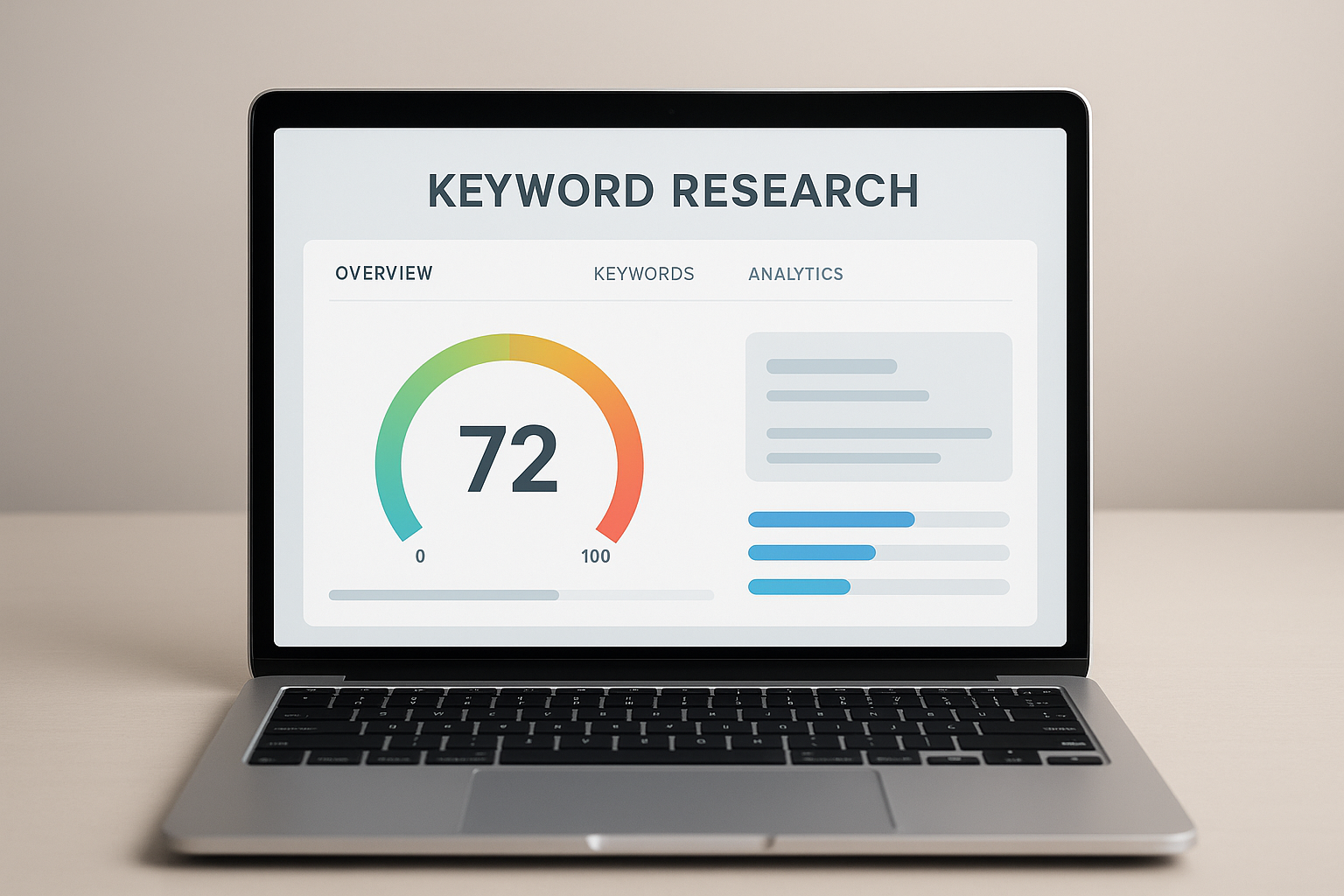 Moz difficulty score gauge showing keyword competition level from 0 to 100