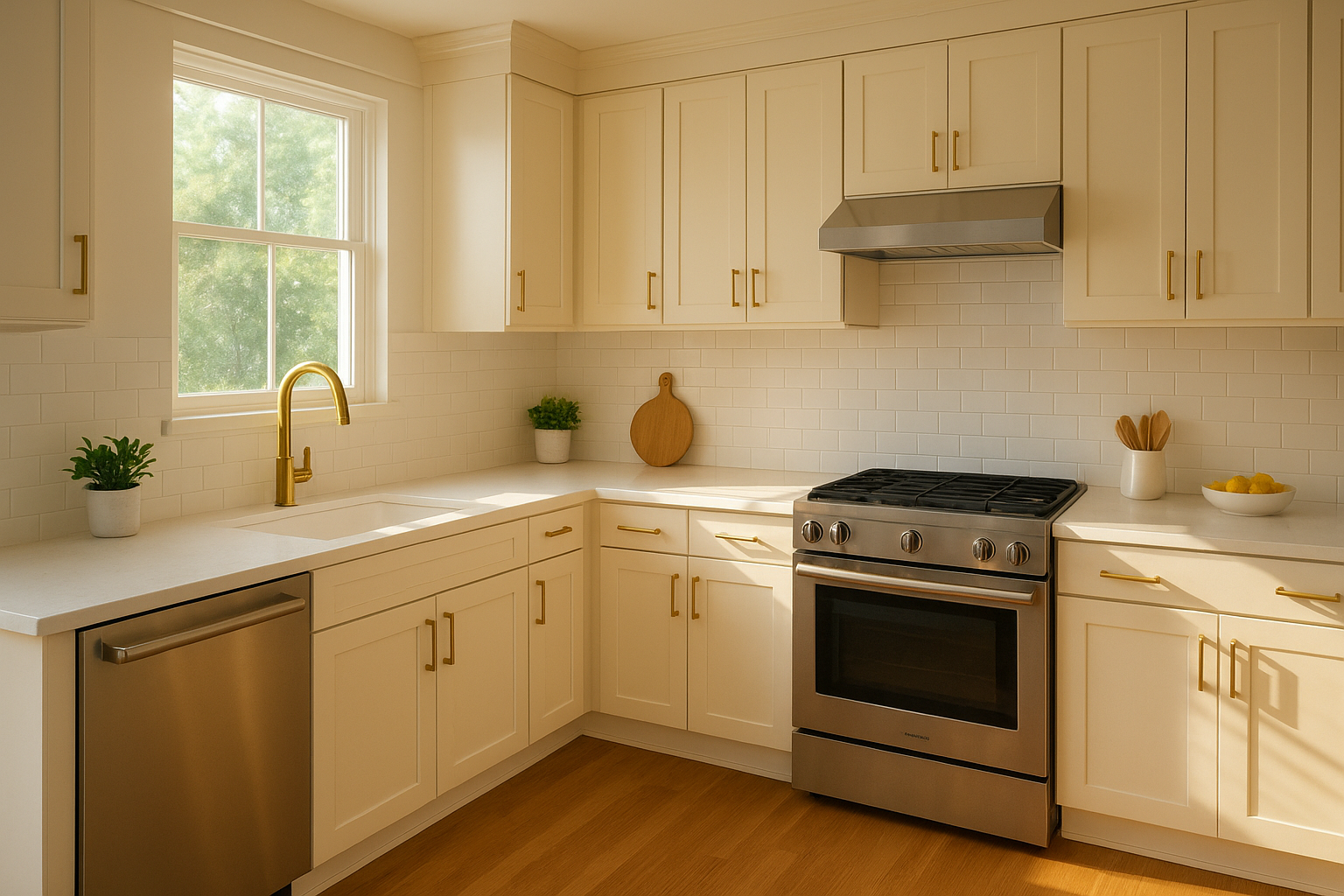 Kitchen refacing guide example showing new cabinet doors and veneer in a bright Cincinnati kitchen
