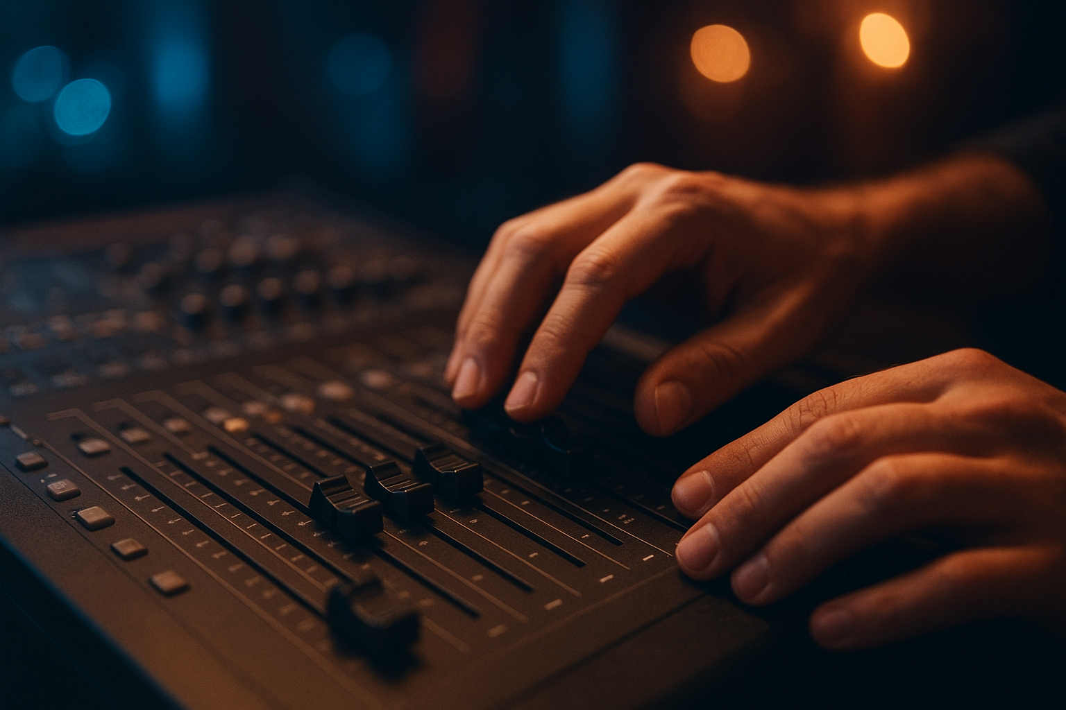 Technician checking backup audio equipment during AV rental setup for a live event