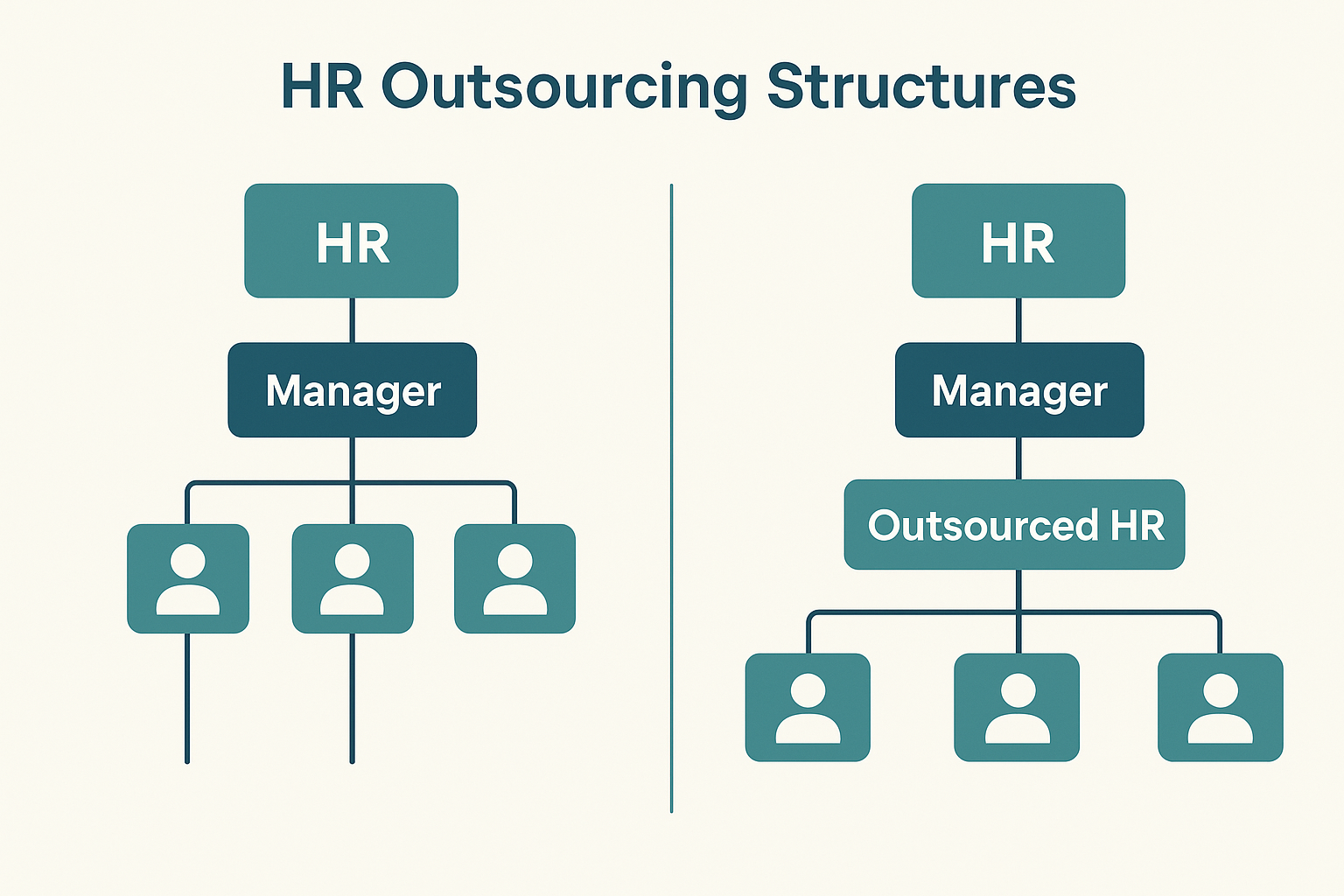 Infographic comparing HRO and PEO organizational structures