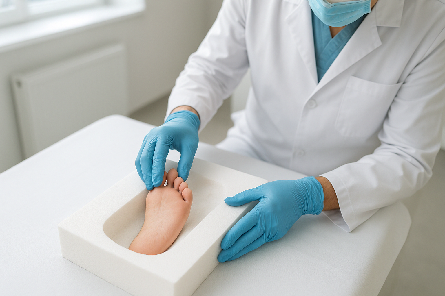 Podiatrist creating a foot mold to fabricate custom orthotics for personalized daily foot support