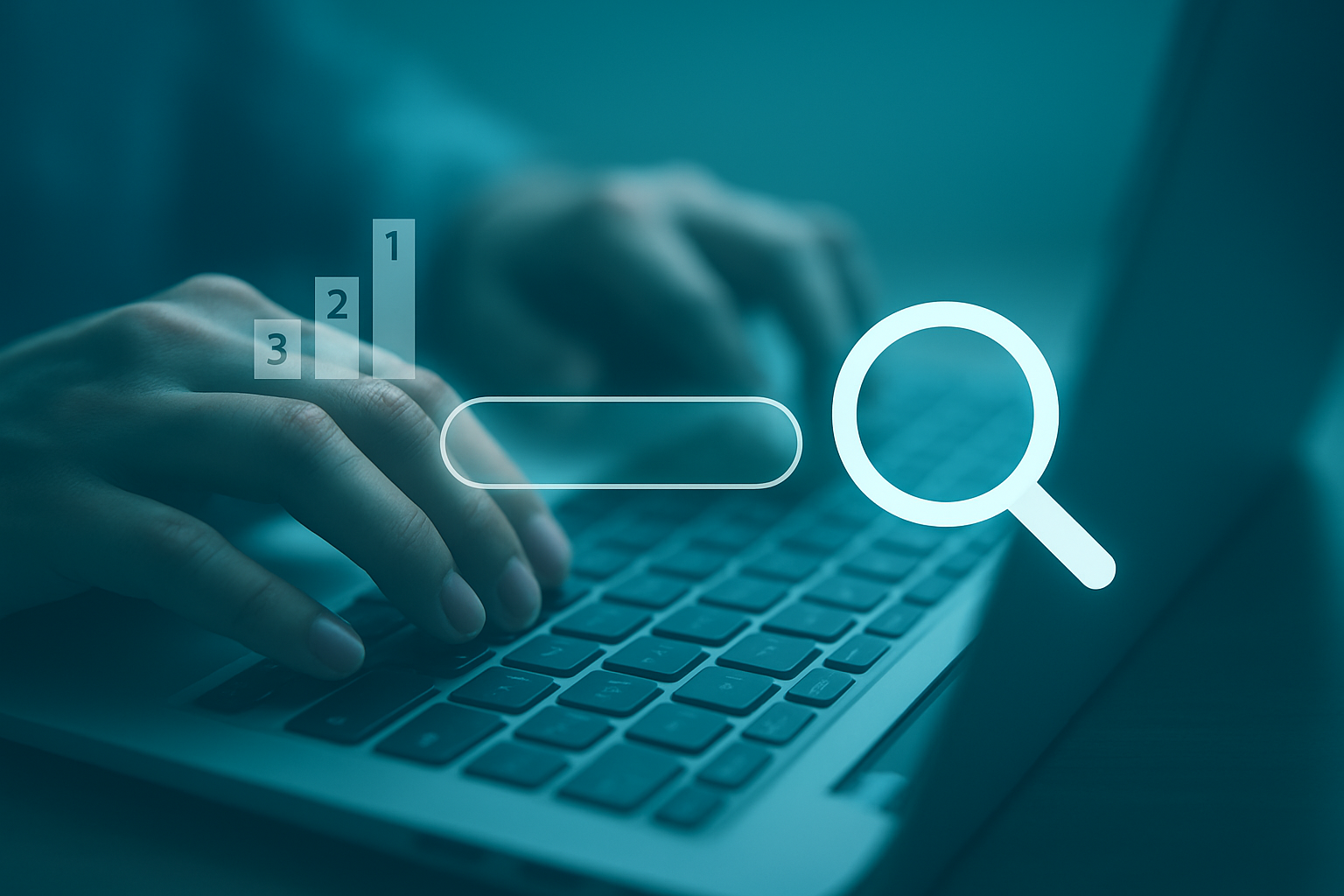 Hands typing on laptop while configuring an SEO automation platform