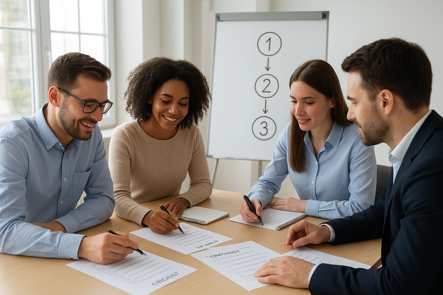 Team building an HR compliance program using a step-by-step checklist