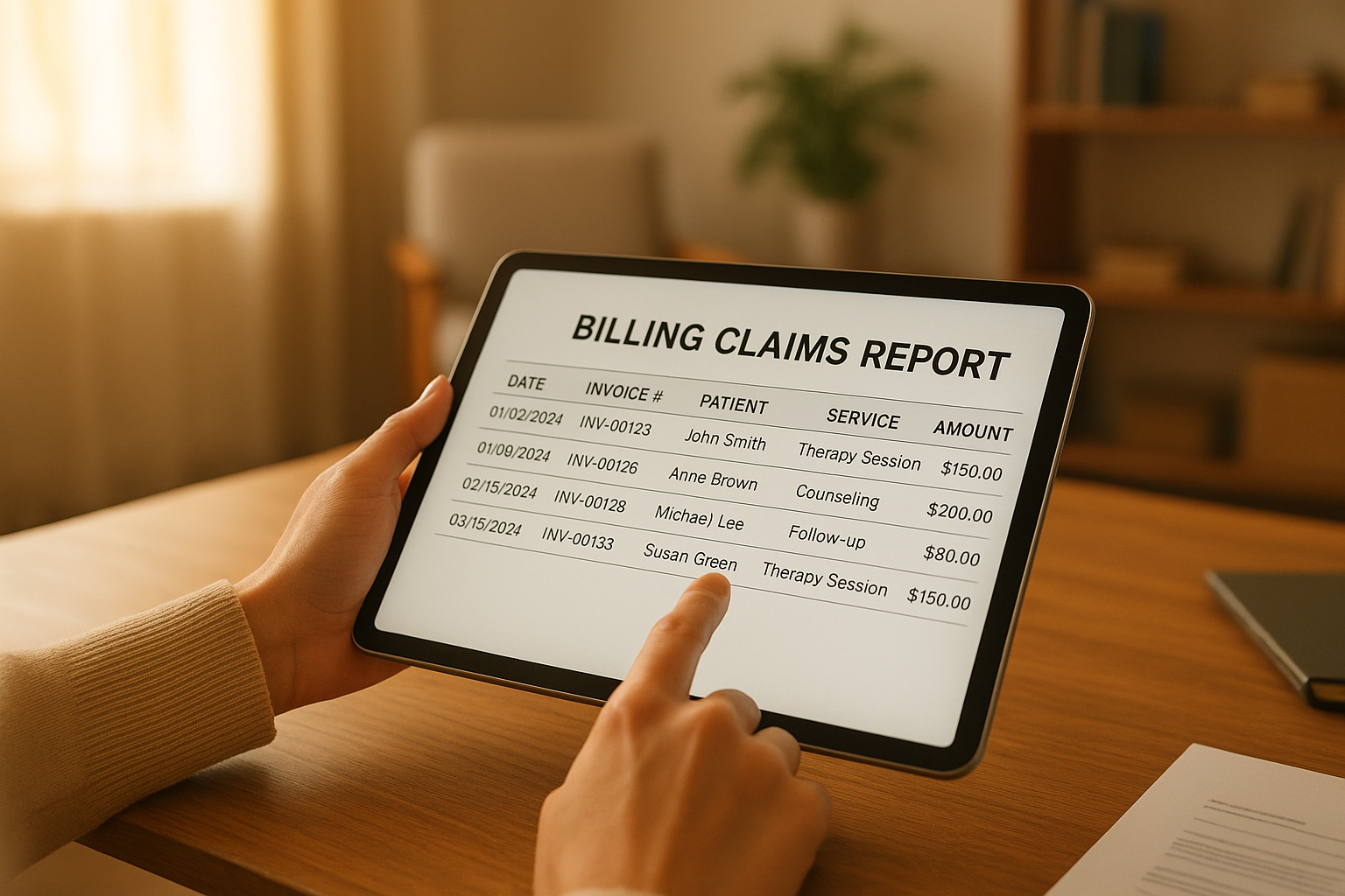 Biller reviewing insurance claims inside behavioral health billing software