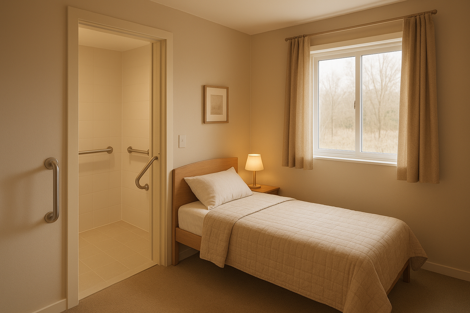 Accessible interior bedroom design inside a small backyard granny pod unit
