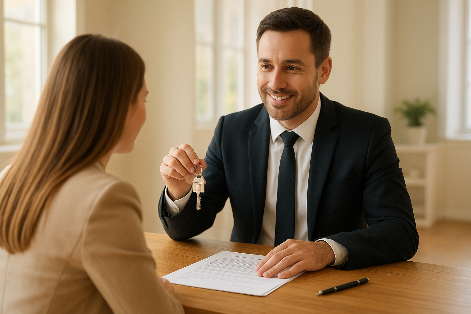 Real estate agent reviewing paperwork with a seller during a home consultation